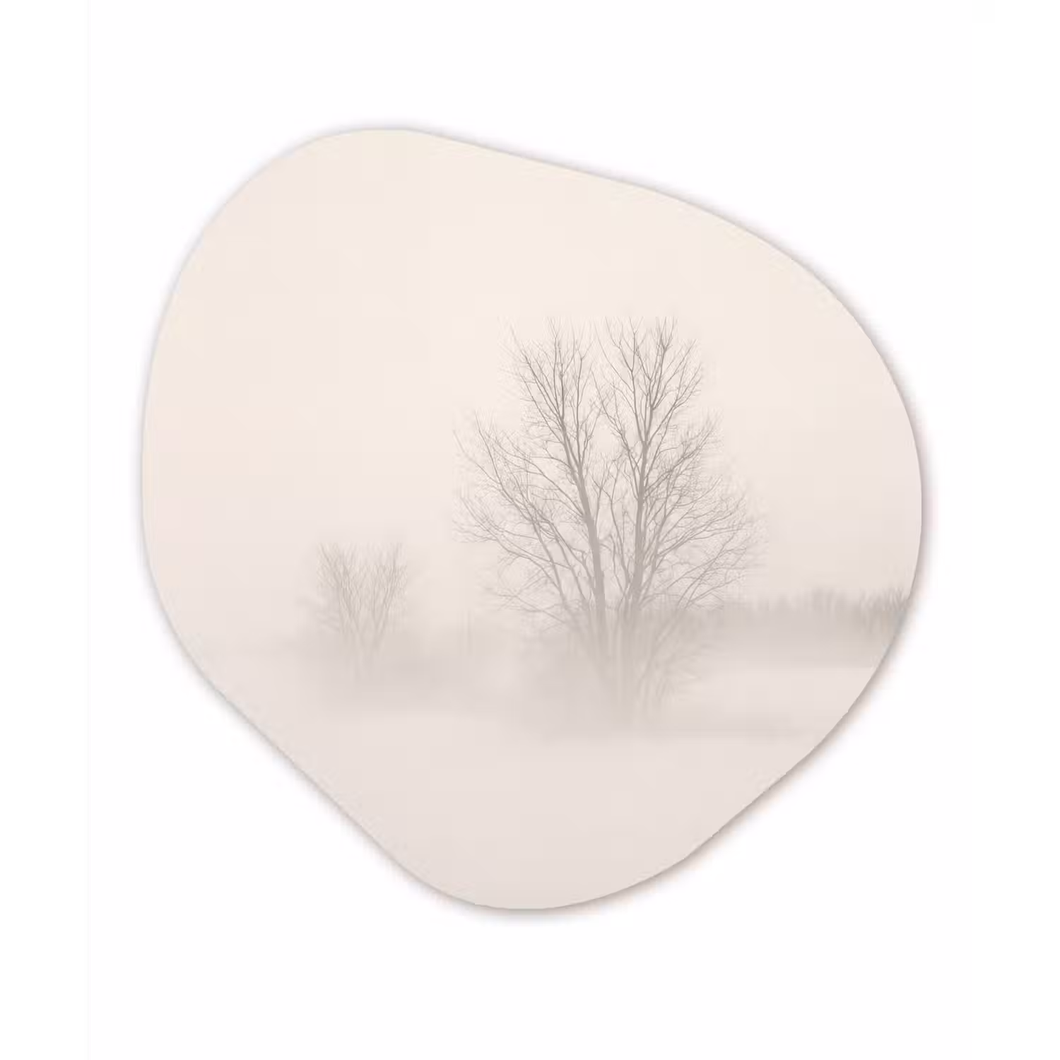 Boom - Mist - Sneeuw - Winter - Minimalistisch Wandcirkel Organisch Forex 3mm klein -3d