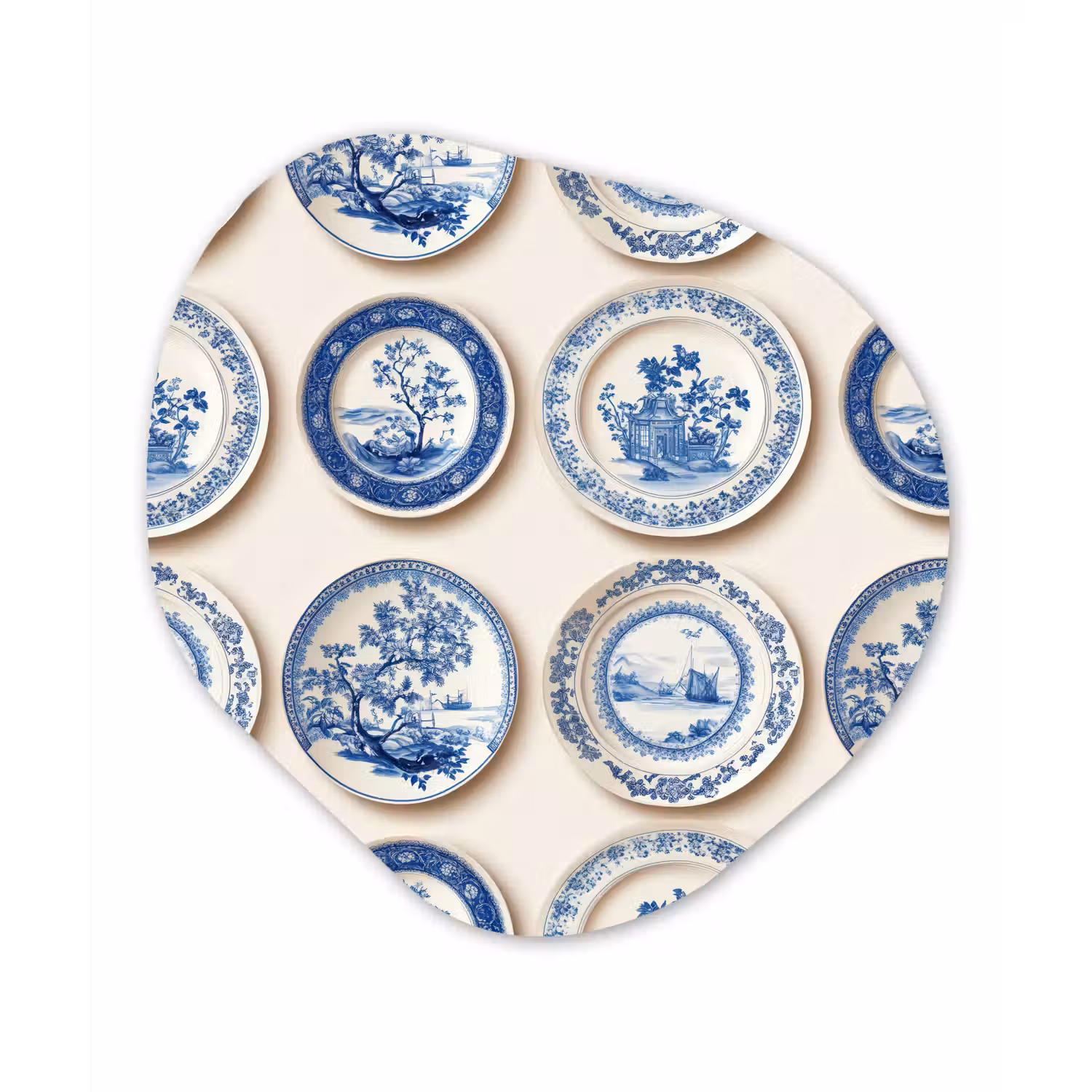 Borden - Bomen - Planten - Blauw Wandcirkel Organisch Forex 3mm klein 629 -3d