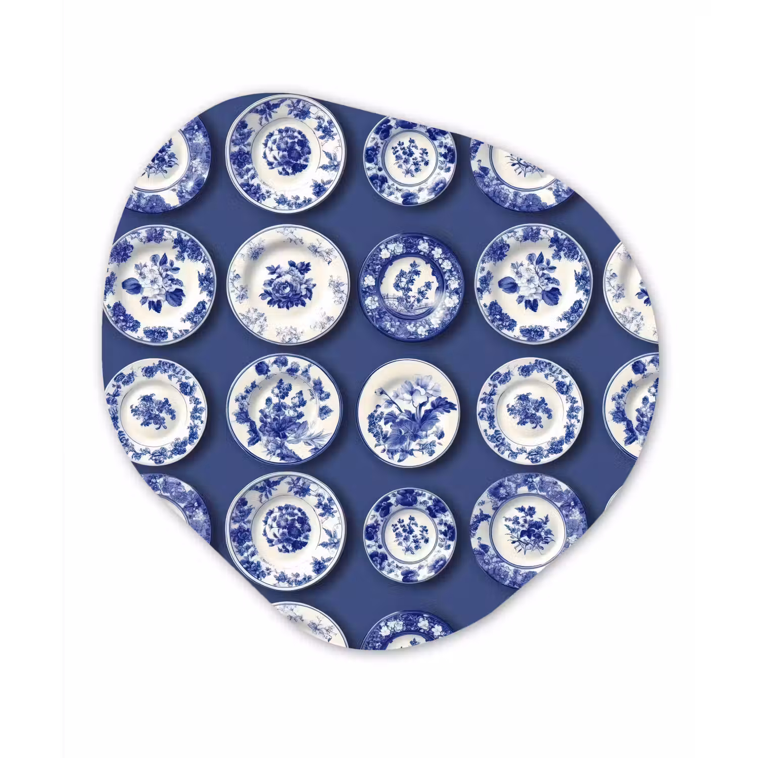 Borden - Floraal - Blauw Wandcirkel Organisch Forex 3mm klein 629 -3d