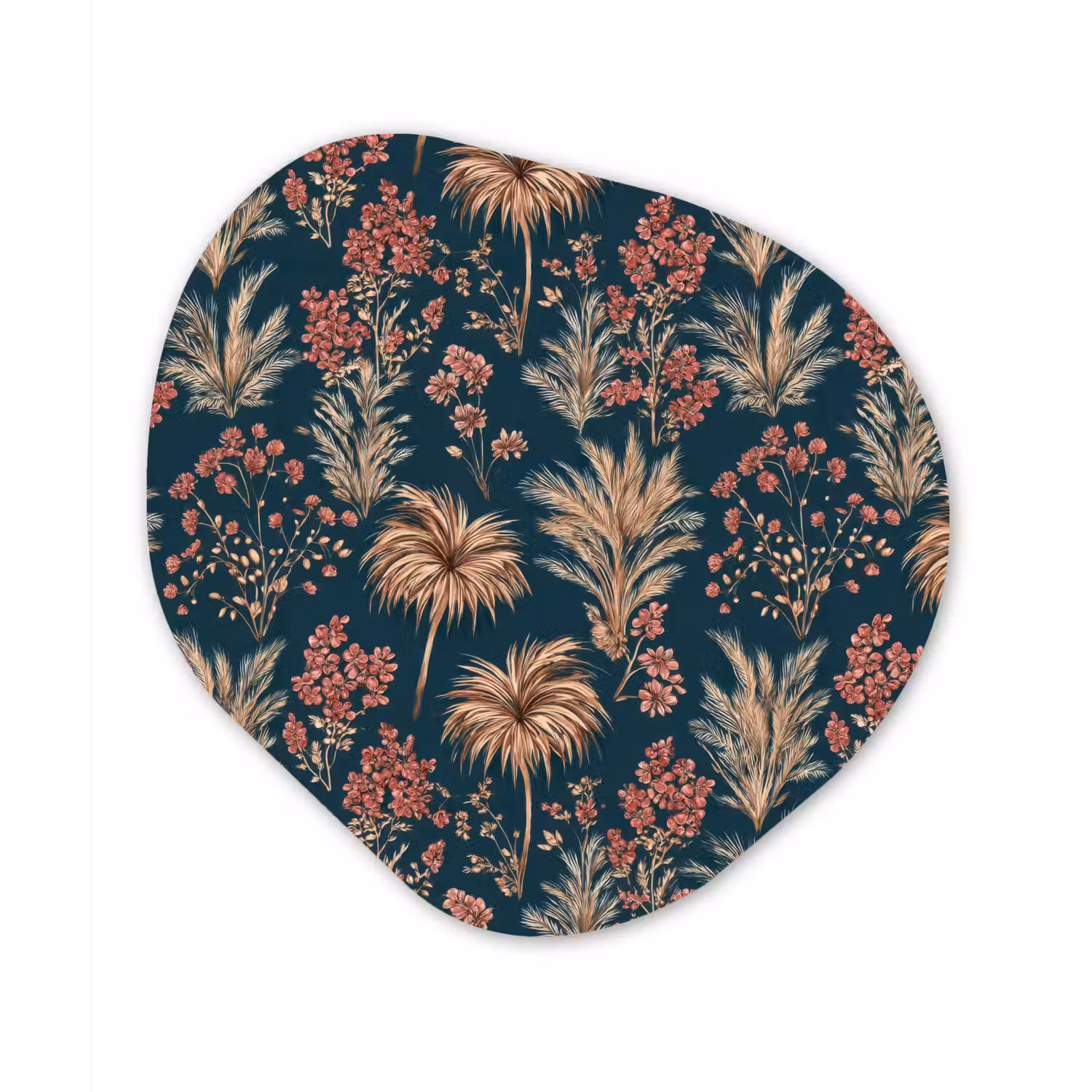 Botanisch - Patroon - Blauw Wandcirkel Organisch Forex 3mm klein 629 -3d