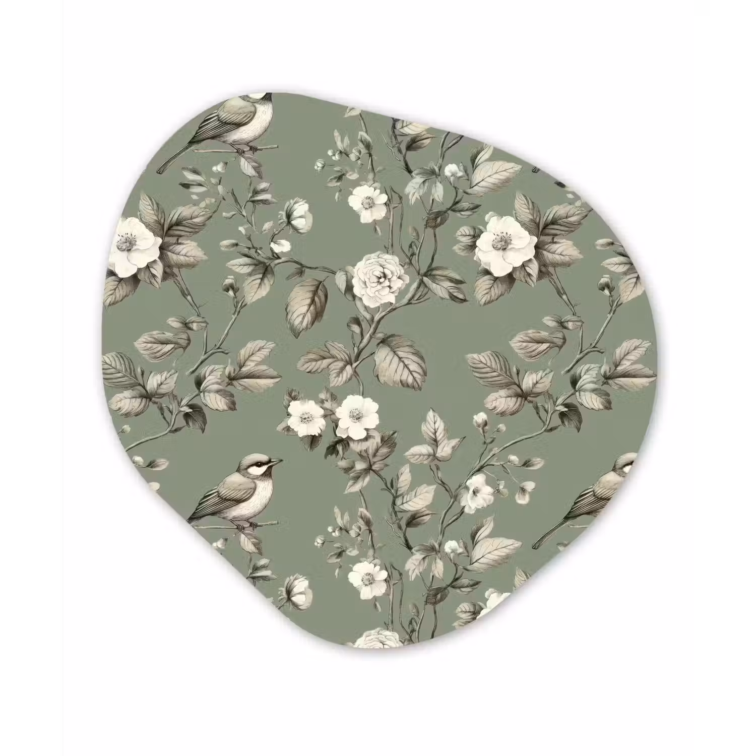 Botanisch - Vogels - Groen Wandcirkel Organisch Forex 3mm klein 629 -3d