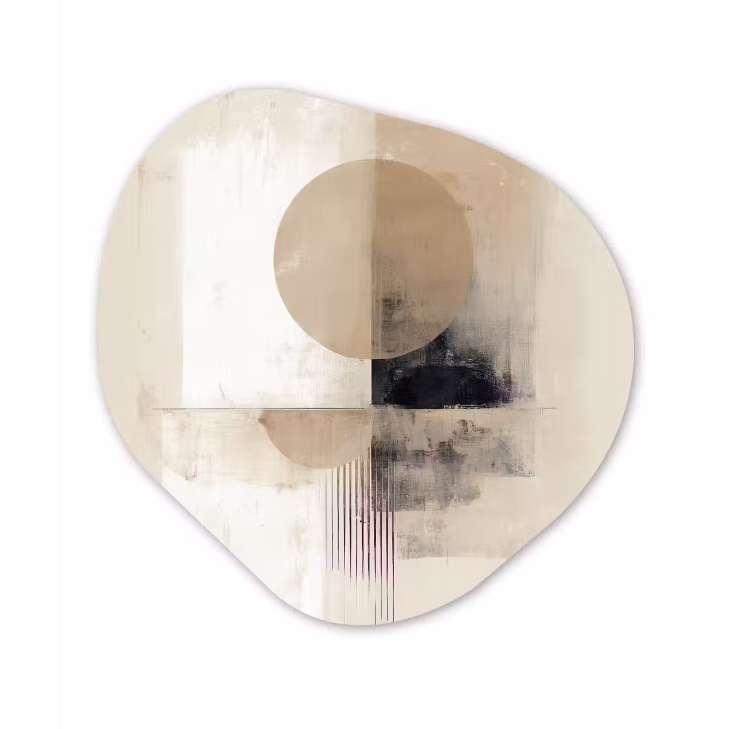 Cirkel - Compositie - Diepte - Beige Wandcirkel Organisch Forex 3mm klein -3d