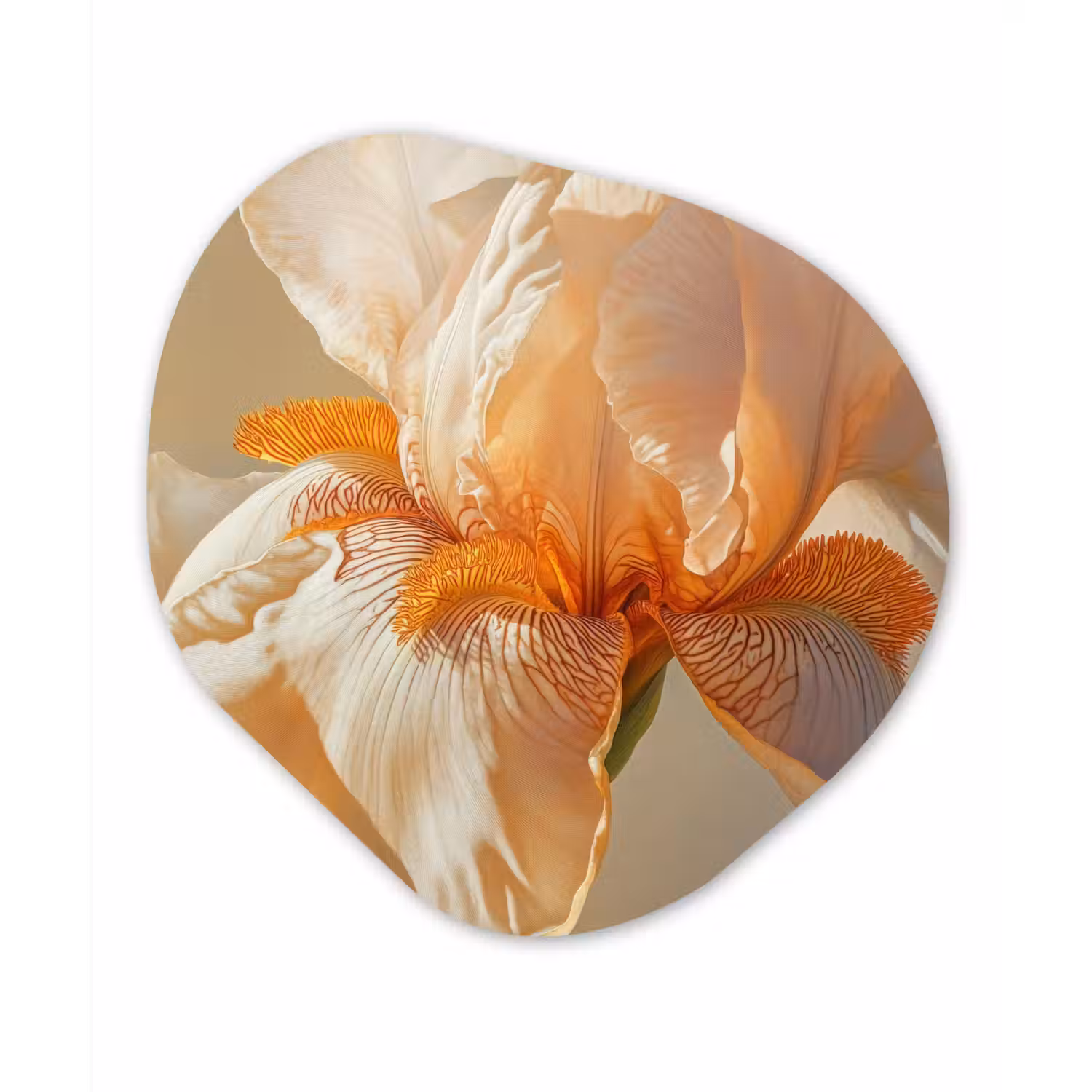 Close up - Oranje - Iris Wandcirkel Organisch Forex 3mm klein -3d