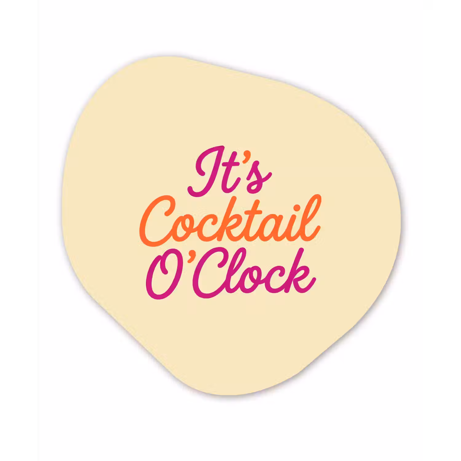 Cocktail O'Clock - Geel - Retro Wandcirkel Organisch Forex 3mm klein -3d
