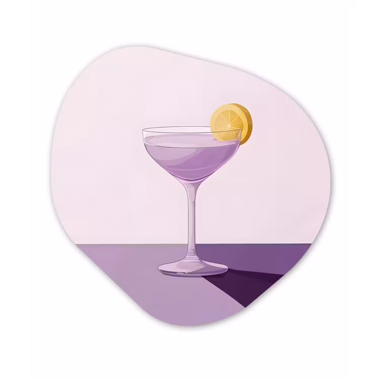 Cocktail - Paars - Minimalistisch - Citroen Wandcirkel Organisch Forex 3mm klein -3d