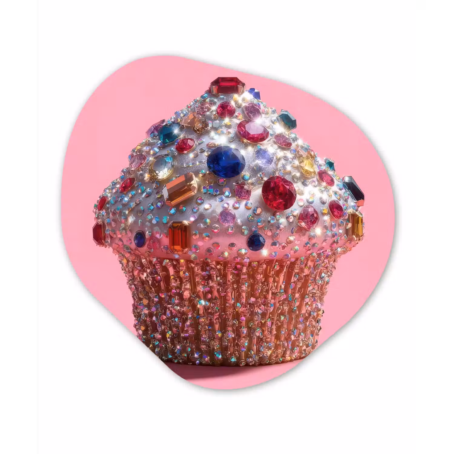 Cupcake - Kleurrijk - Edelstenen Wandcirkel Organisch Forex 3mm klein -3d