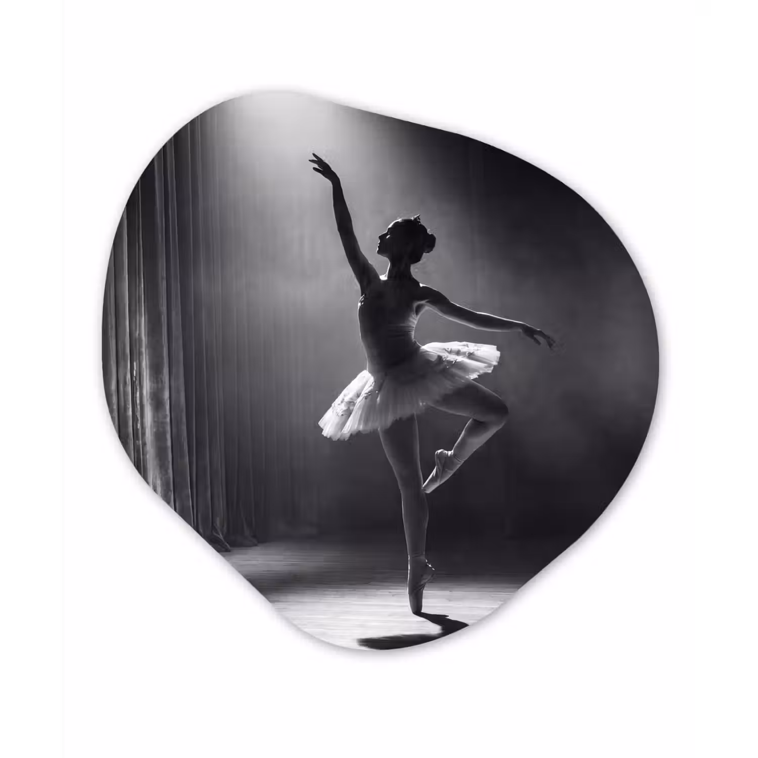 Danser - Podium - Zwart-wit - Kunst - Klassiek Wandcirkel Organisch Forex 3mm klein -3d
