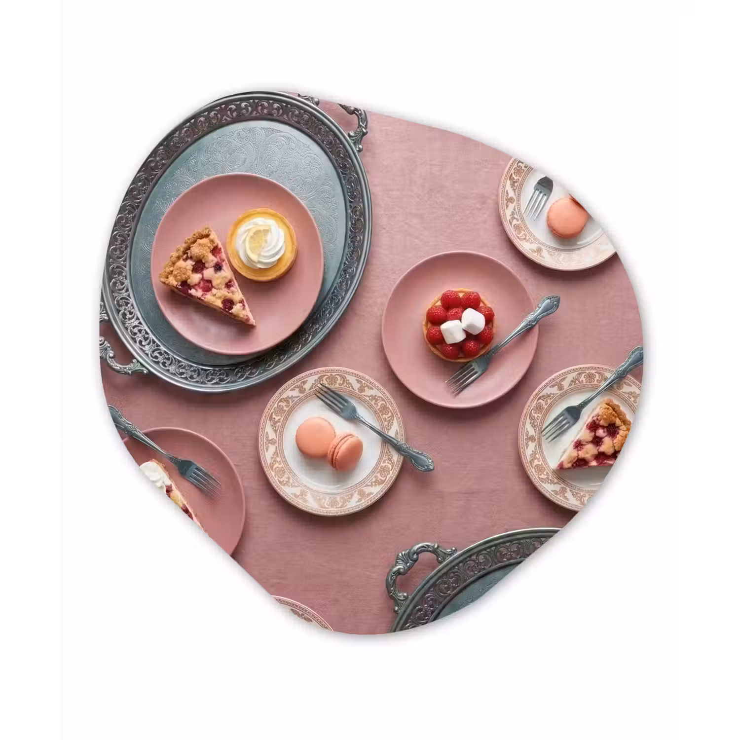 Dessert - Taart - Gebak - Zoet - Roze Wandcirkel Organisch Forex 3mm klein -3d