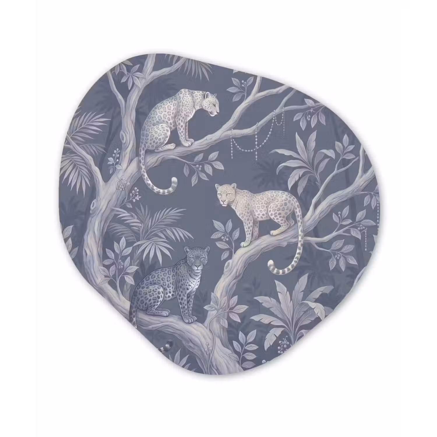 Dieren - Jungle - Illustratie - Bomen - Blauw Wandcirkel Organisch Forex 3mm klein -3d