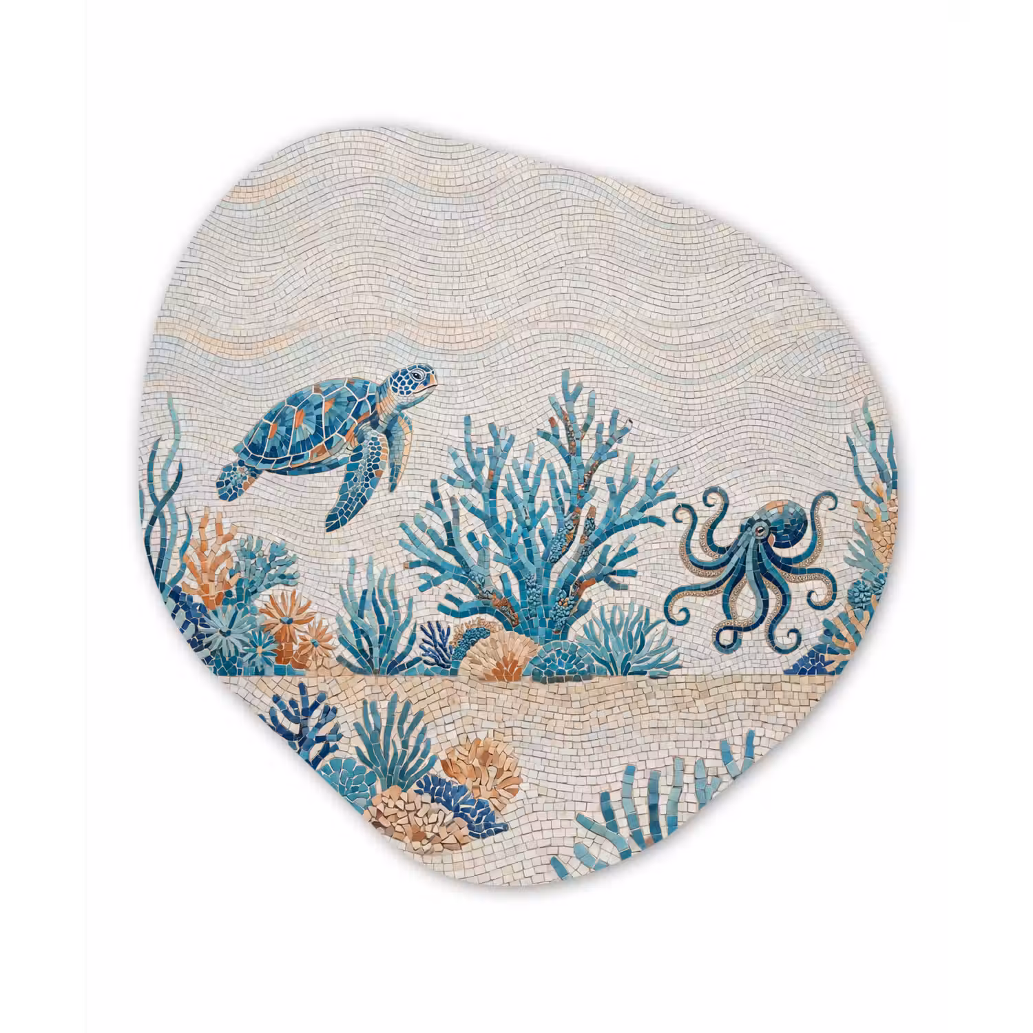 Dieren - Onderwater - Natuur - Mozaïek - Blauw Wandcirkel Organisch Forex 3mm klein -3d
