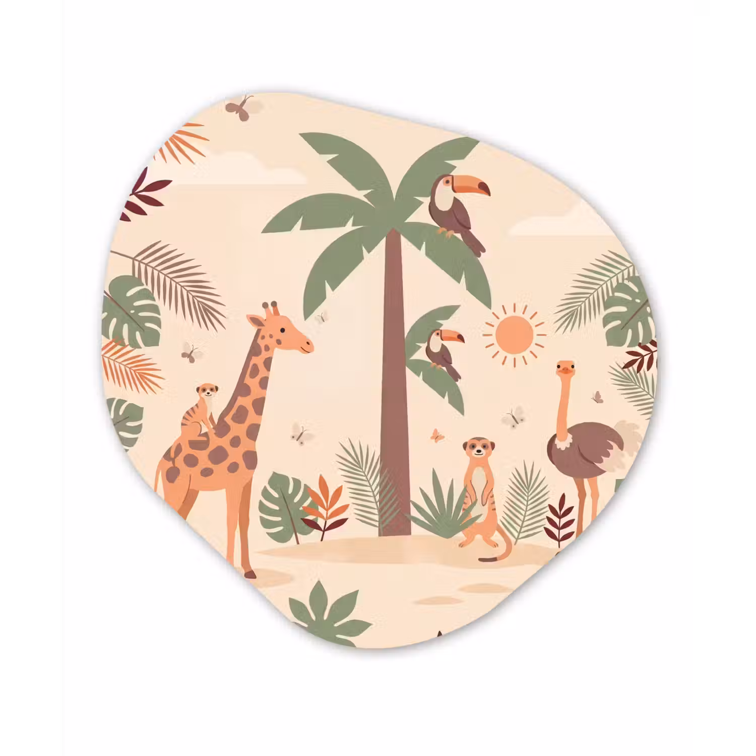 Dieren - Tropisch - Safari - Kleurrijk Wandcirkel Organisch Forex 3mm klein -3d