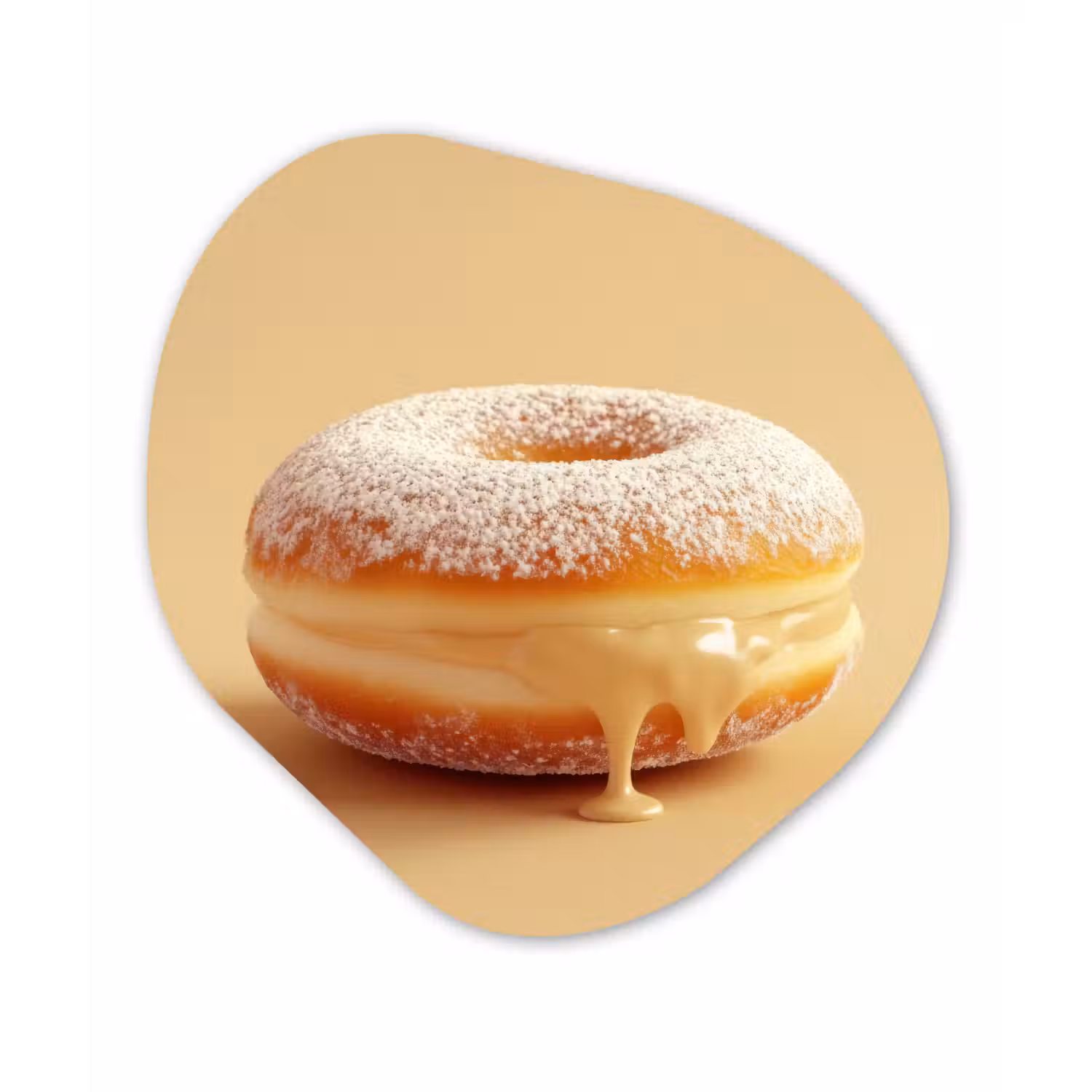 Donut - Romig - Poedersuiker - Beige Wandcirkel Organisch Forex 3mm klein -3d