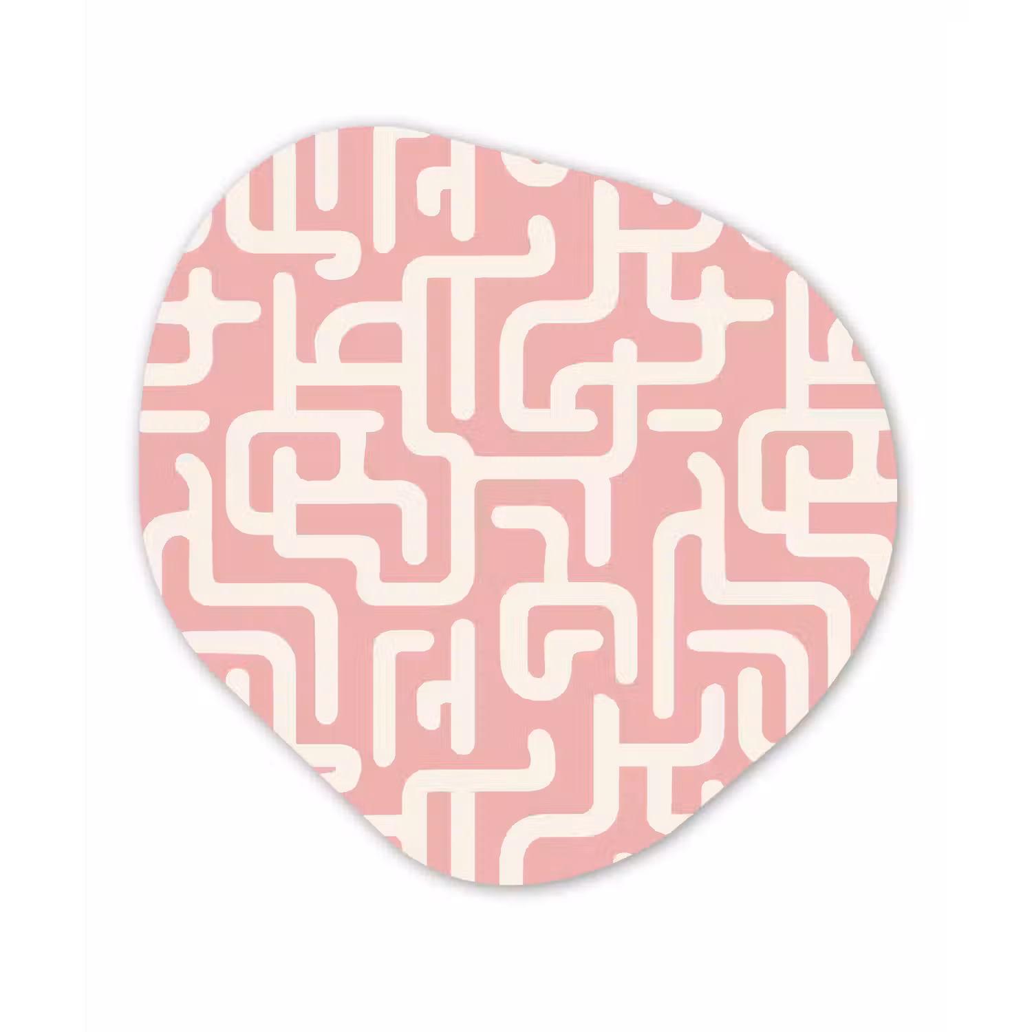 Doolhofpatroon - Roze - Wit - Abstract Wandcirkel Organisch Forex 3mm klein 629 -3d