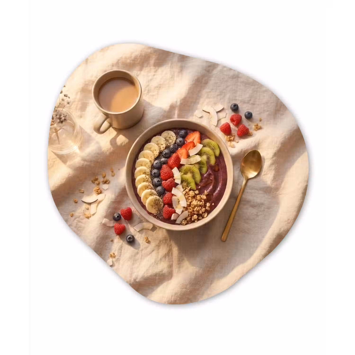 Eten - Ontbijtkom - Fruit - Gezond - Kleurrijk Wandcirkel Organisch Forex 3mm klein -3d