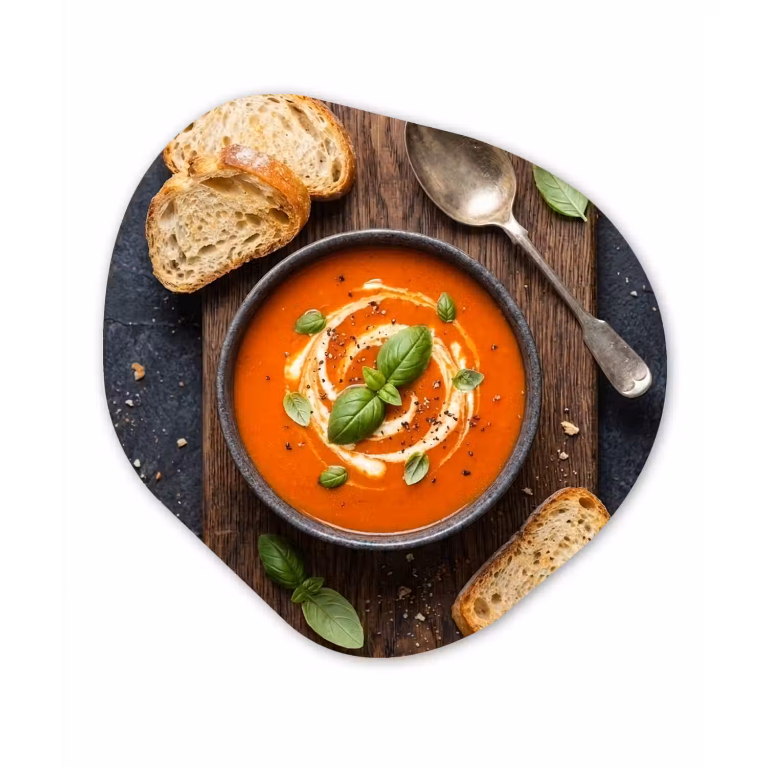 Eten - Soep - Basilicum - Rustiek - Rood Wandcirkel Organisch Forex 3mm klein -3d