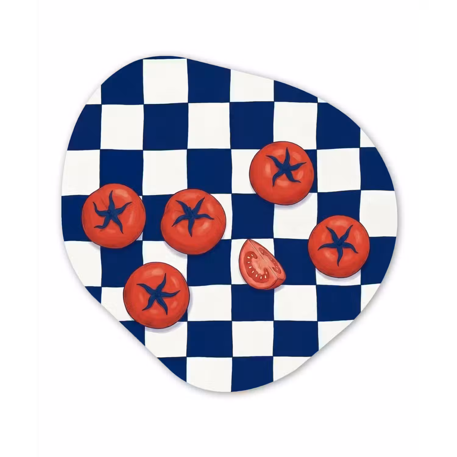 Eten - Tomaten - Keuken - Illustratie - Rood-Blauw Wandcirkel Organisch Forex 3mm klein -3d