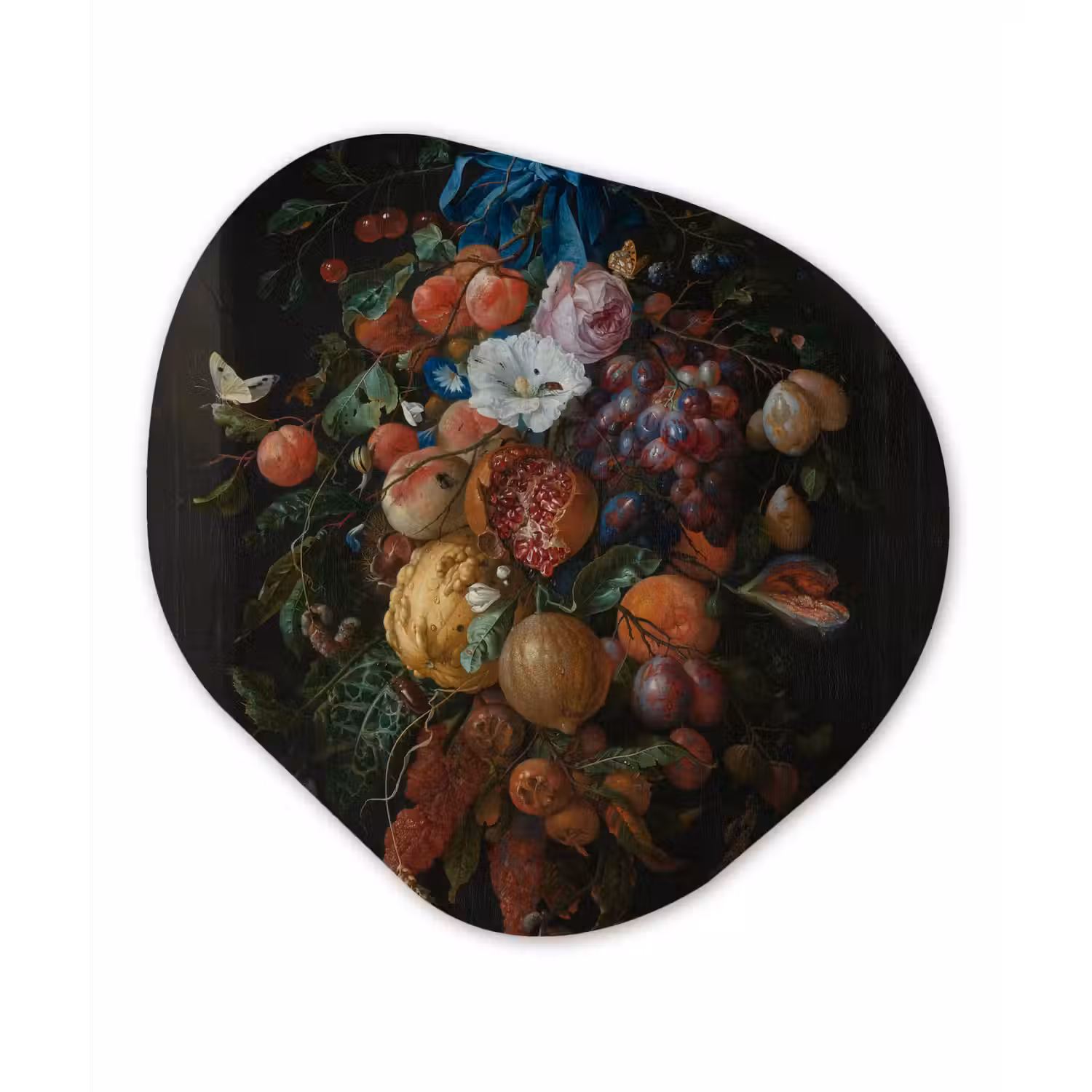 Festoen van vruchten en bloemen - Schilderij van Jan Davidsz. de Heem Wandcirkel Organisch Forex 3mm klein -3d