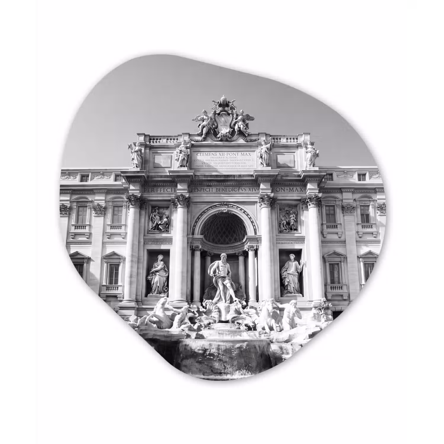 Fontein - Beelden - Architectuur - Zwart-wit Wandcirkel Organisch Forex 3mm klein -3d