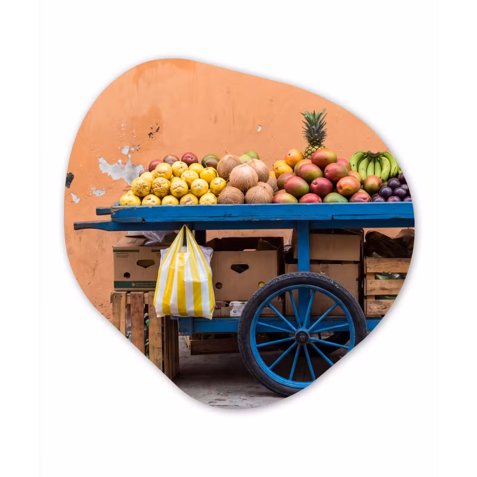 Organisch schilderij forex - Fruit - Kar - Straat - Fruit - Kar - Straat Wandcirkel Organisch Forex 3mm klein