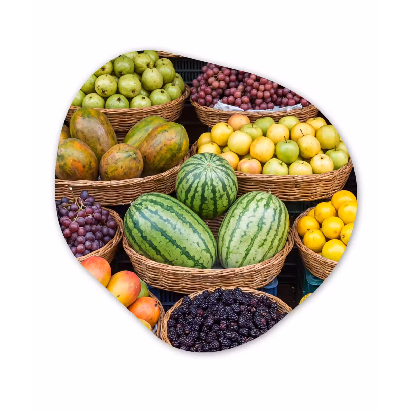 Organisch schilderij forex - Fruit - Markt - Kleurrijk - Fruit - Markt - Kleurrijk Wandcirkel Organisch Forex 3mm klein