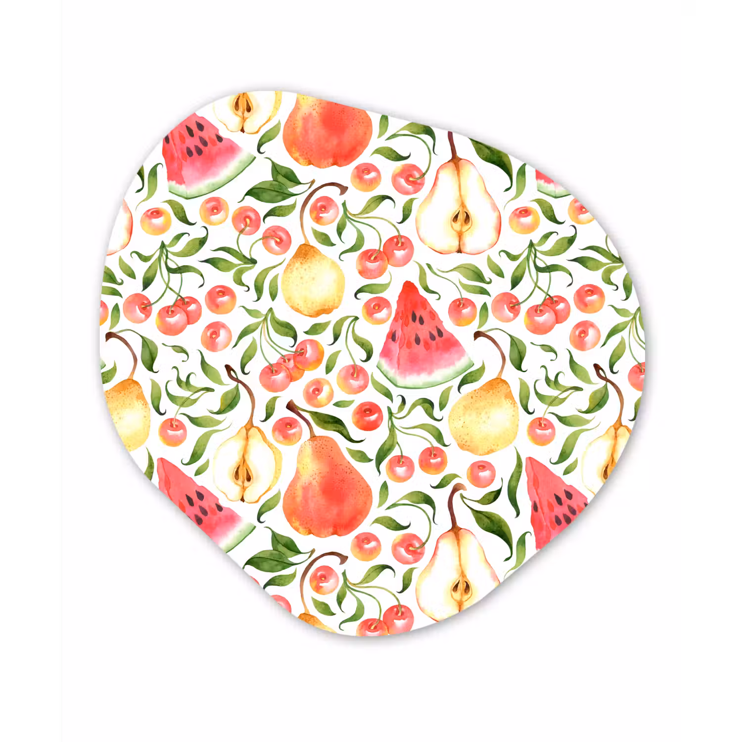 Fruit - Watermeloen - Kersen - Peer Wandcirkel Organisch Forex 3mm klein 629 -3d
