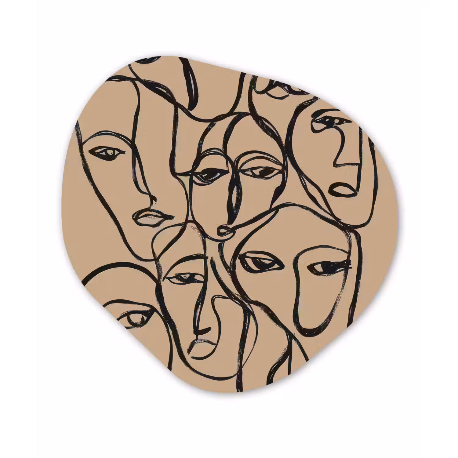 Gezichtenzee - Lijntekening - Abstract Wandcirkel Organisch Forex 3mm klein -3d