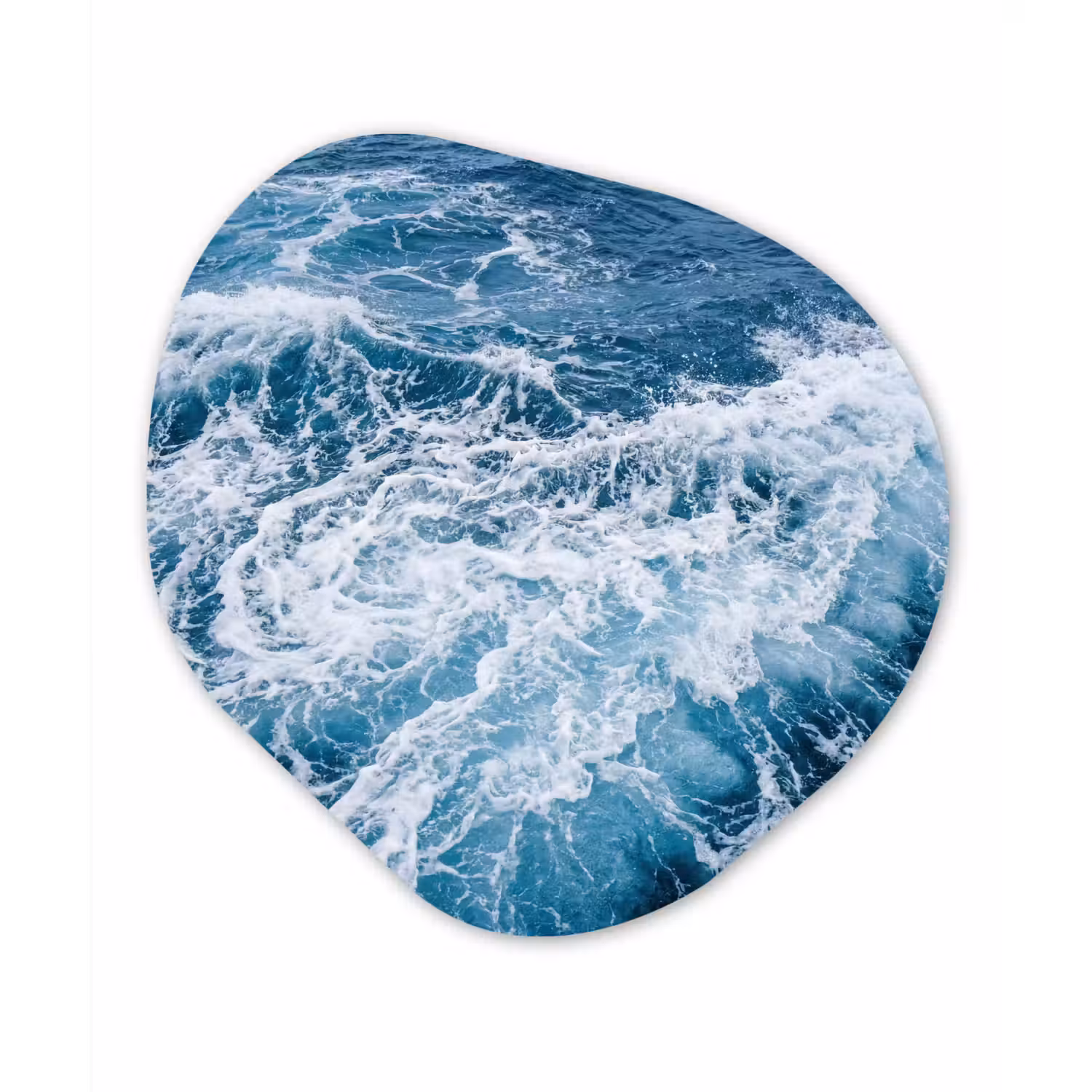 Golven - Oceaan - Blauw Wandcirkel Organisch Forex 3mm klein -3d