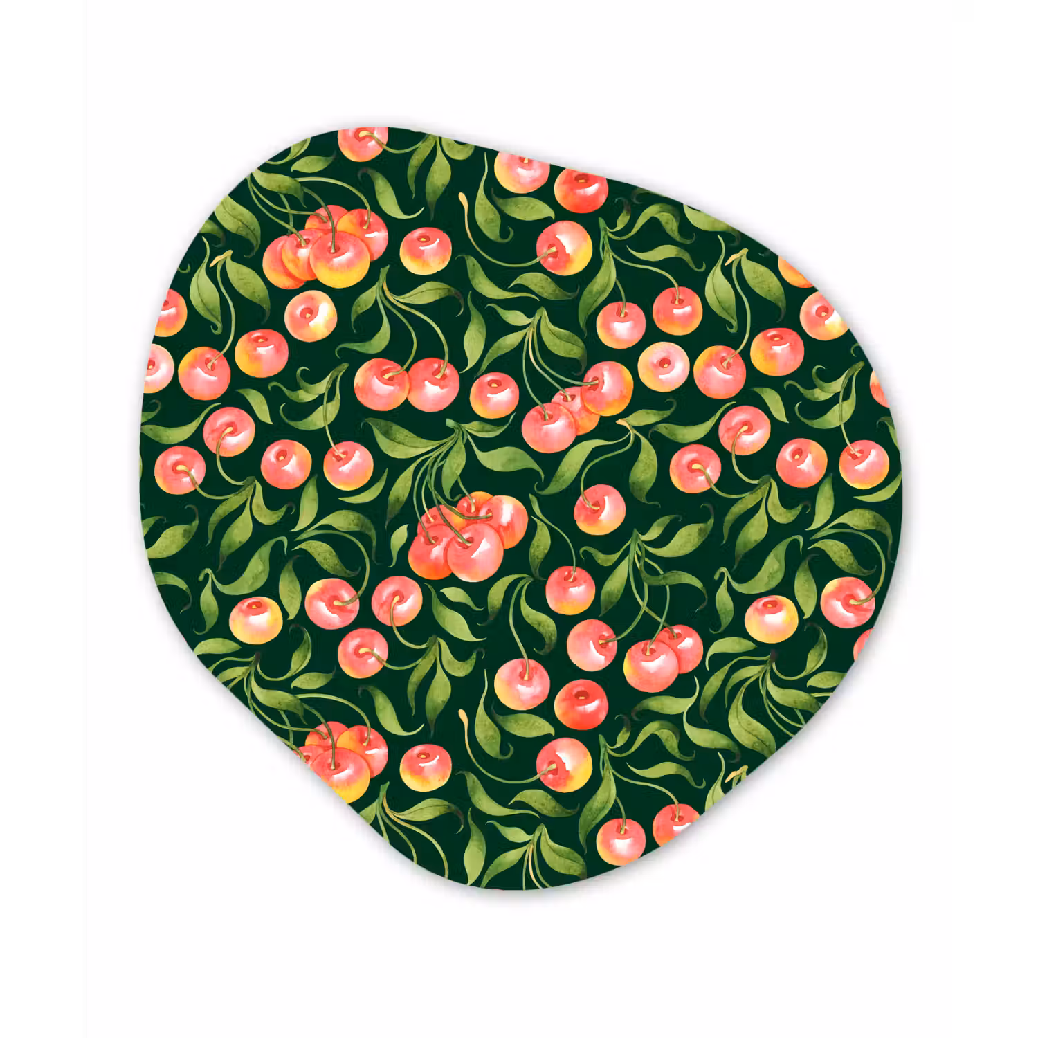 Groen - Rood - Kersen - Bladeren Wandcirkel Organisch Forex 3mm klein 629 -3d