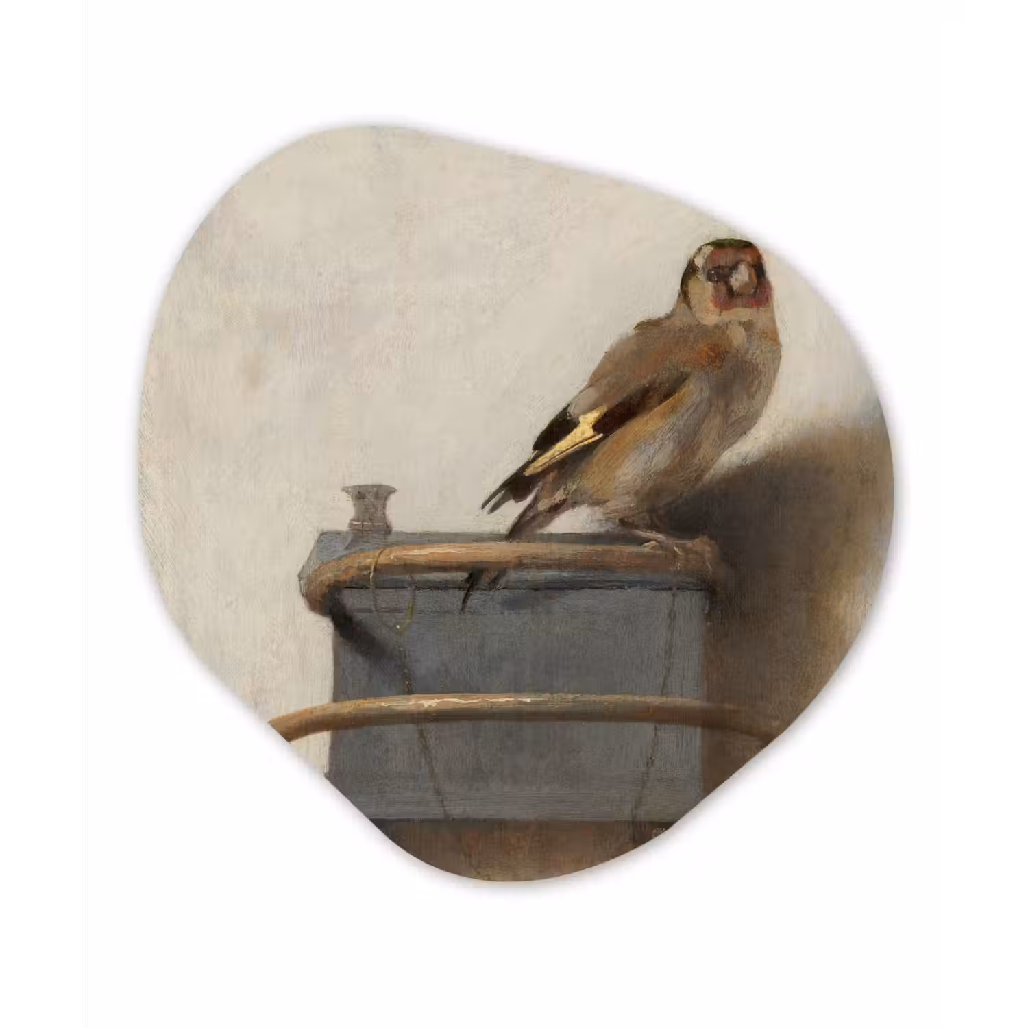 Het puttertje - Carel Fabritius Wandcirkel Organisch Forex 3mm klein -3d