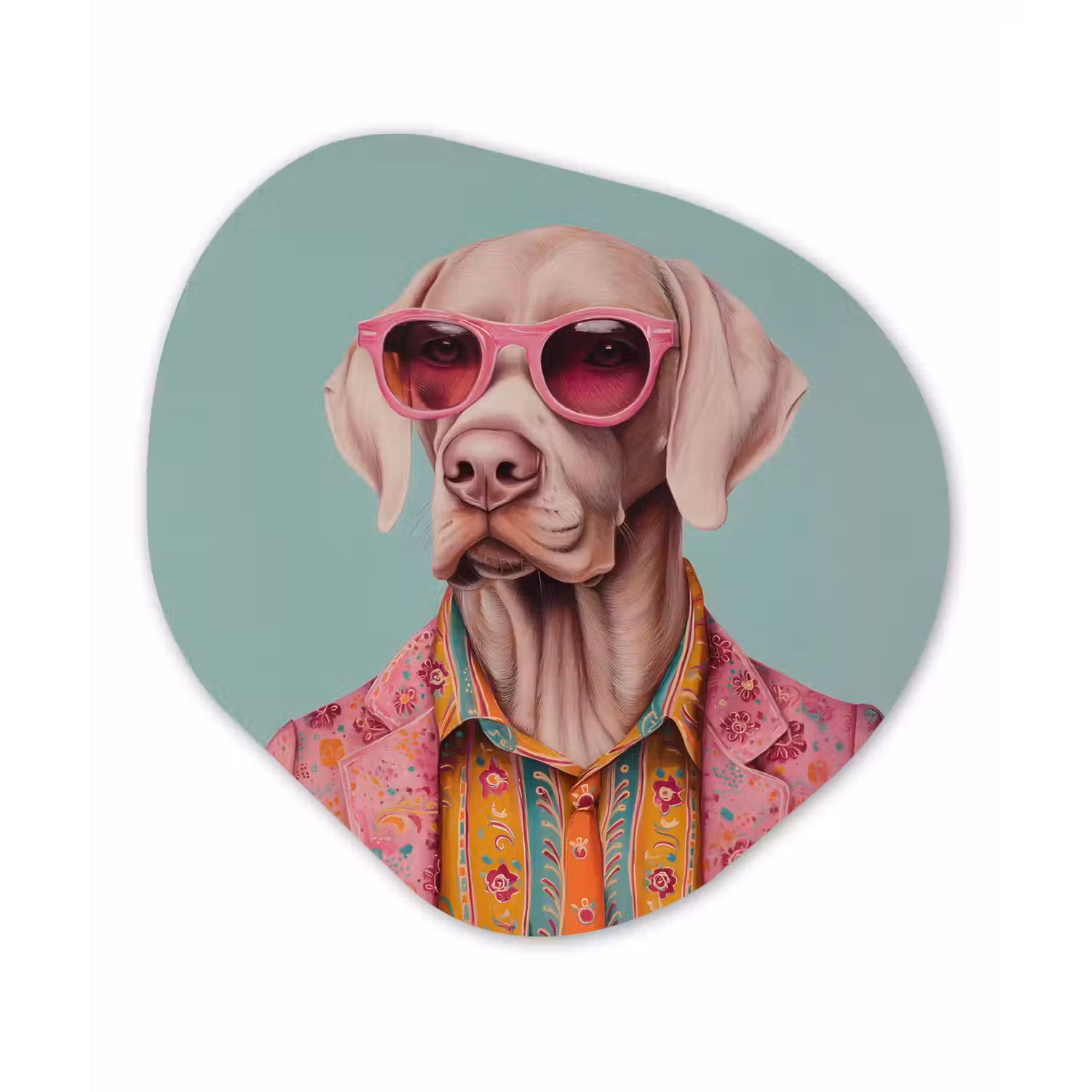 Hond - Overhemd - Bloemen - Bril Wandcirkel Organisch Forex 3mm klein -3d
