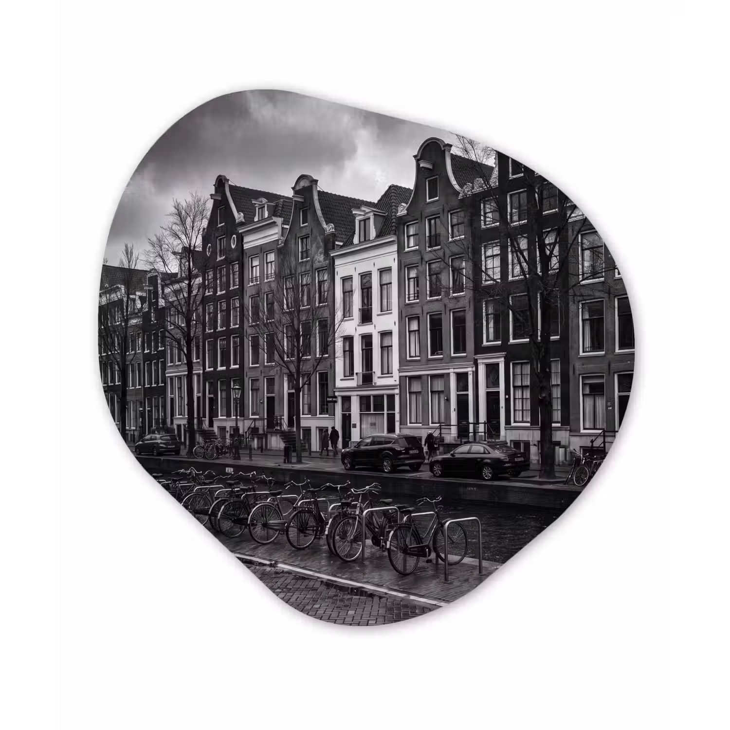 Huis - Gracht - Amsterdam - Architectuur - Zwart-wit Wandcirkel Organisch Forex 3mm klein -3d