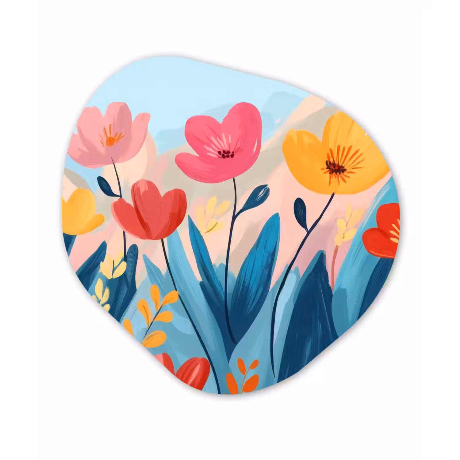 Illustratie - Bloemen - Kleurrijk Wandcirkel Organisch Forex 3mm klein -3d
