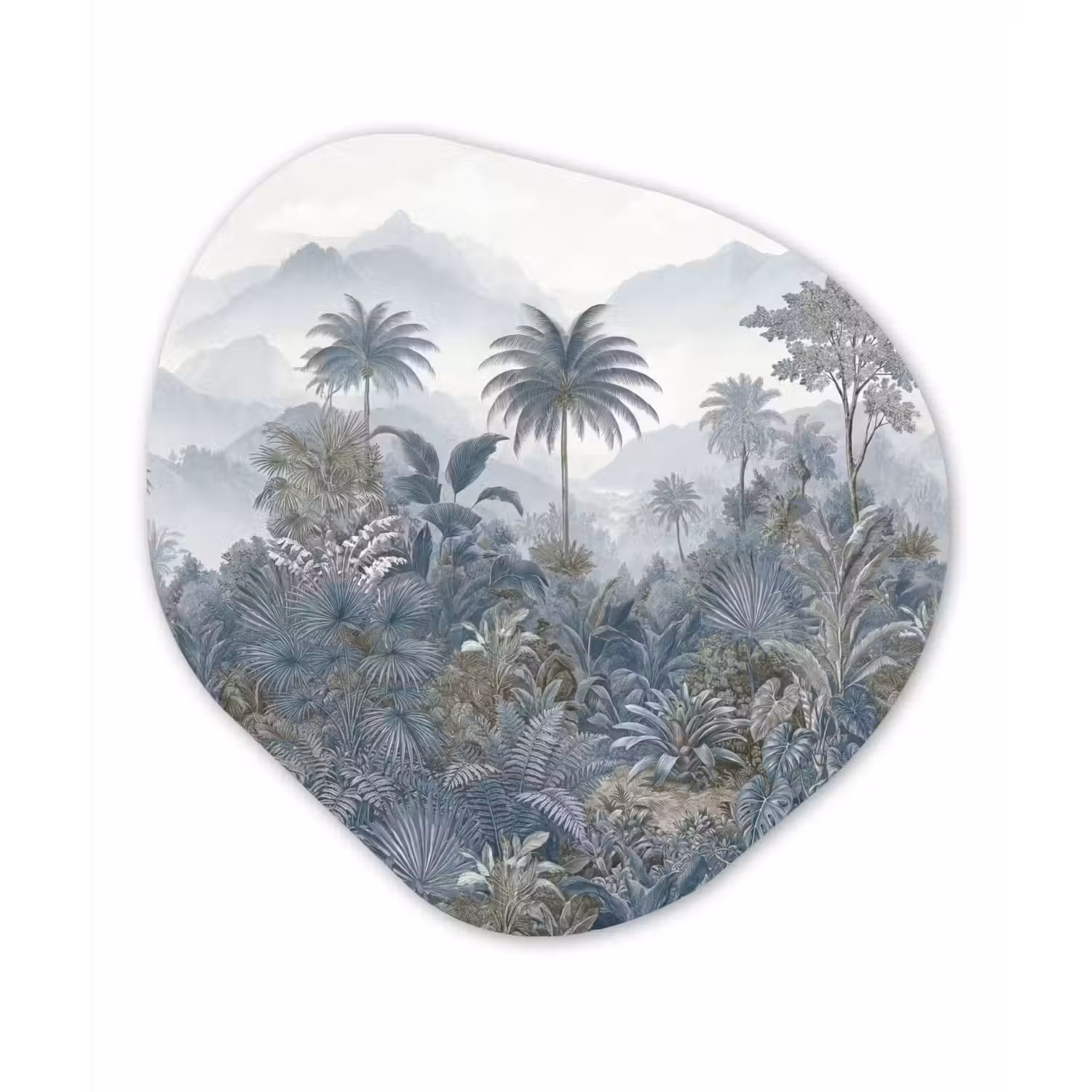 Jungle - Landschap - Blauw Wandcirkel Organisch Forex 3mm klein -3d