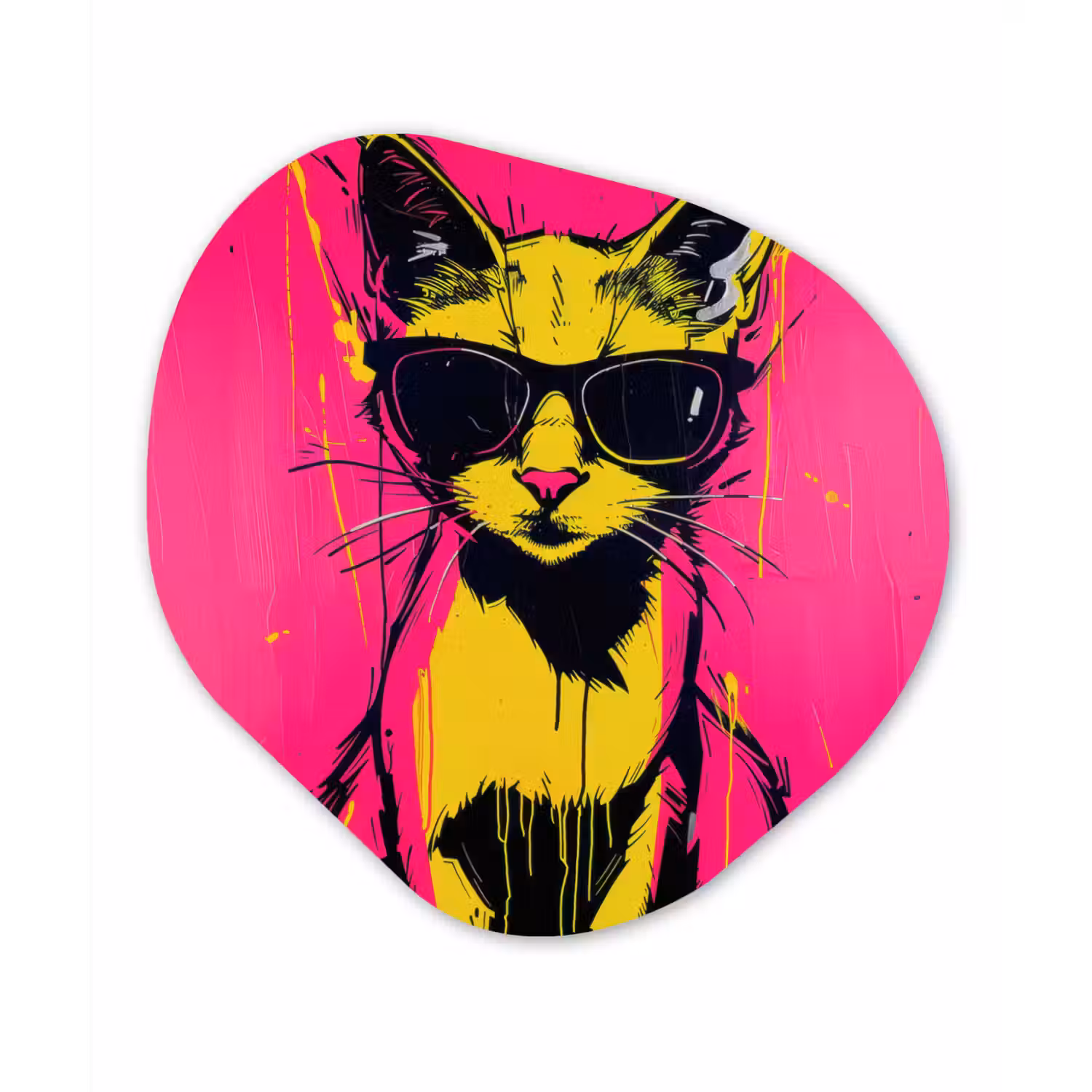 Kat - Art - Zonnebril - Roze Wandcirkel Organisch Forex 3mm klein -3d