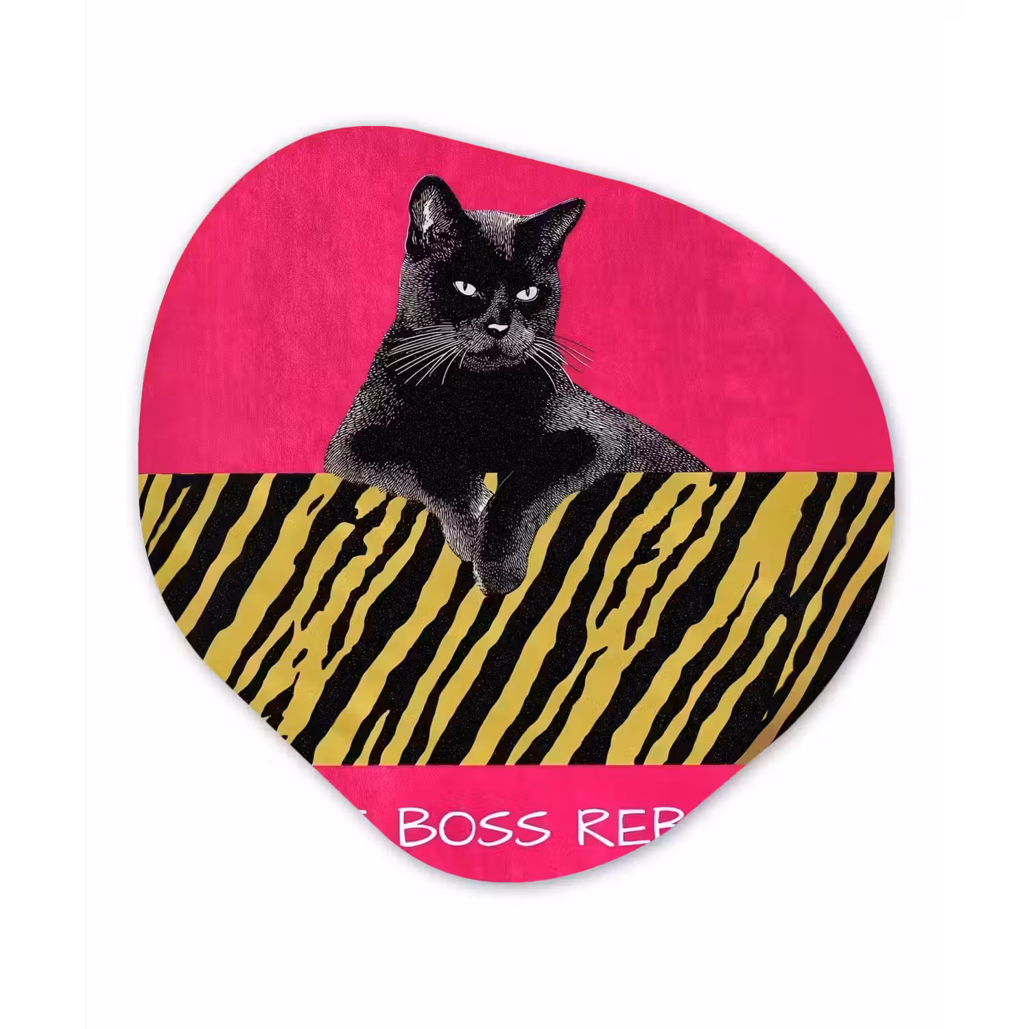 Kat - Baas - Roze - Tijgerprint Wandcirkel Organisch Forex 3mm klein -3d