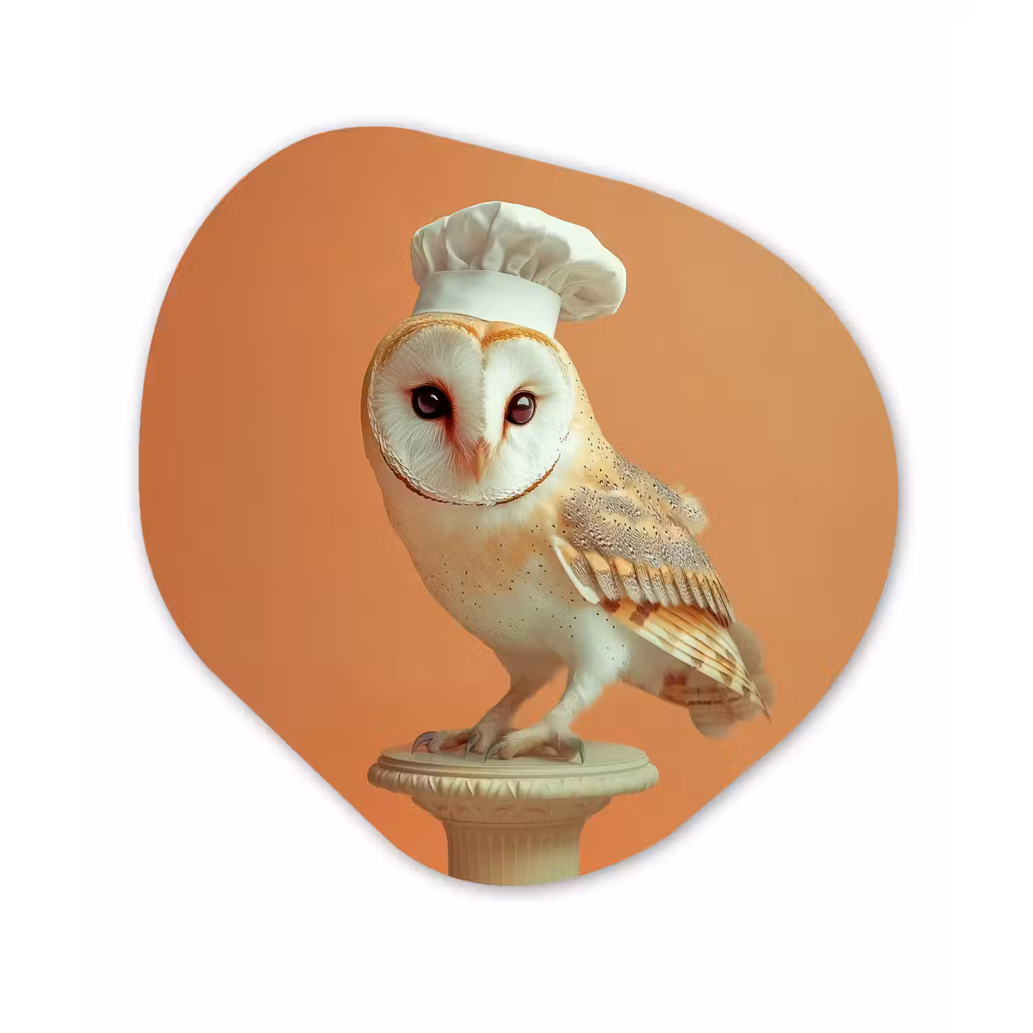 Kerkuil - Koksmuts - Oranje - Vogel Wandcirkel Organisch Forex 3mm klein -3d