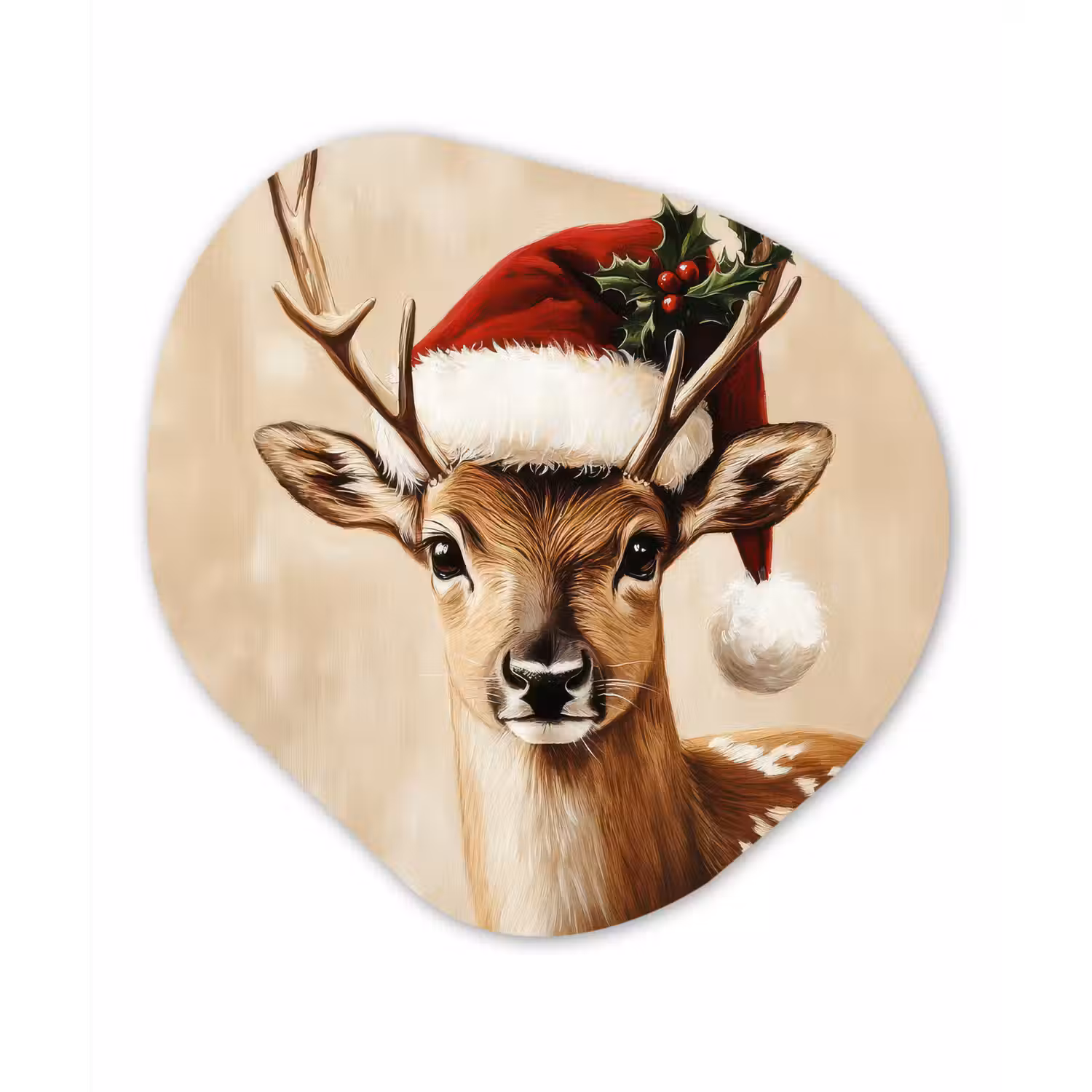 Kerst - Hert - Gewei - Rood Wandcirkel Organisch Forex 3mm klein -3d