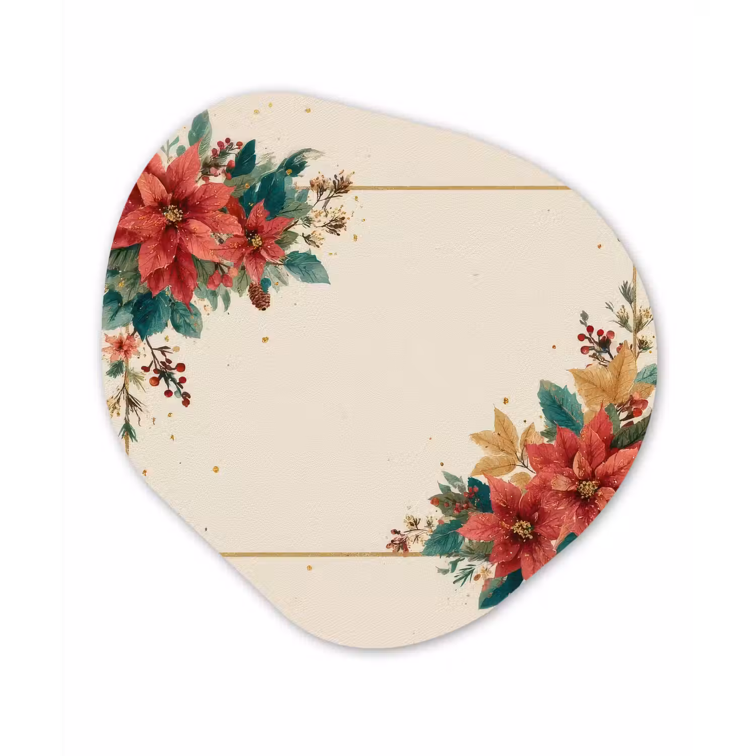 Kerst - Poinsettia - Omlijsting - Kleurrijk Wandcirkel Organisch Forex 3mm klein -3d