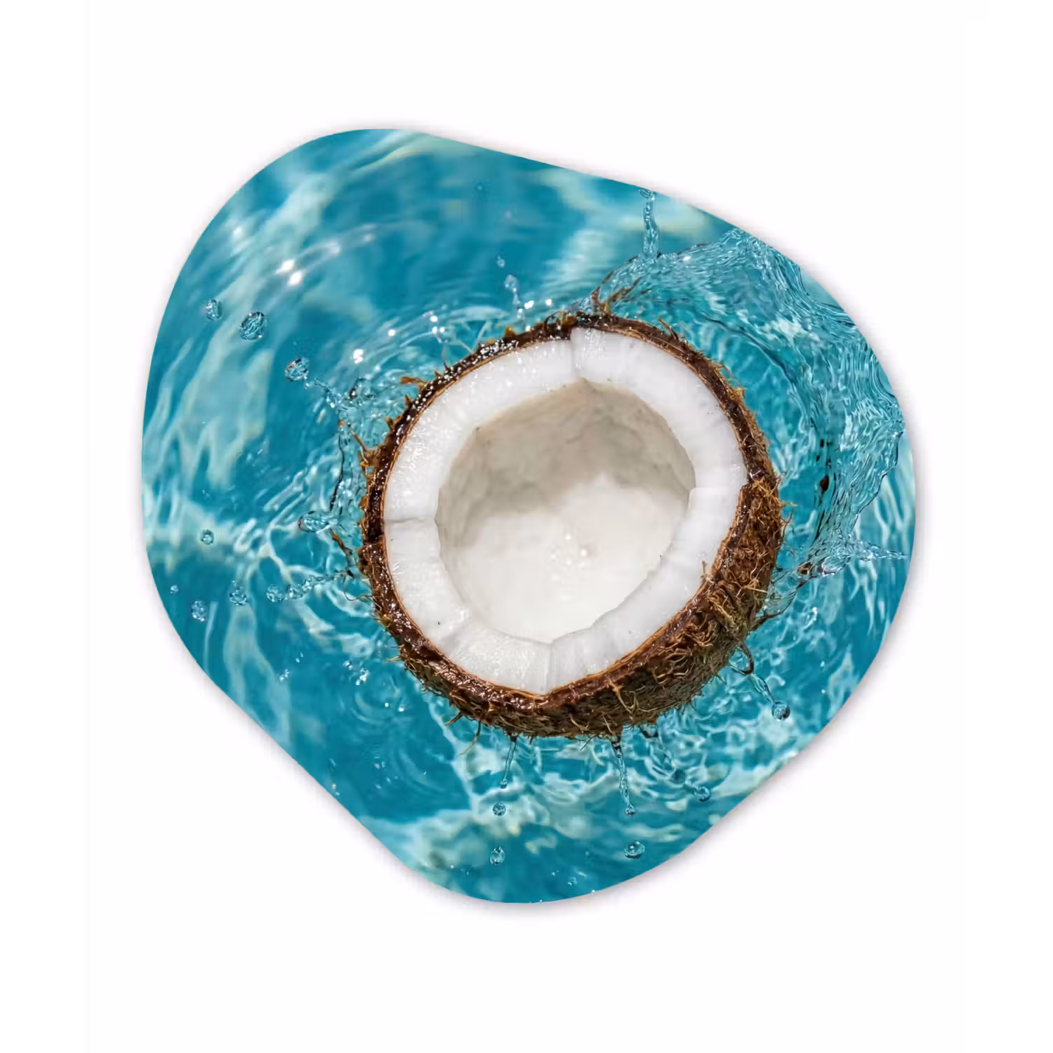 Kokosnoot - Water - Wit Wandcirkel Organisch Forex 3mm klein -3d
