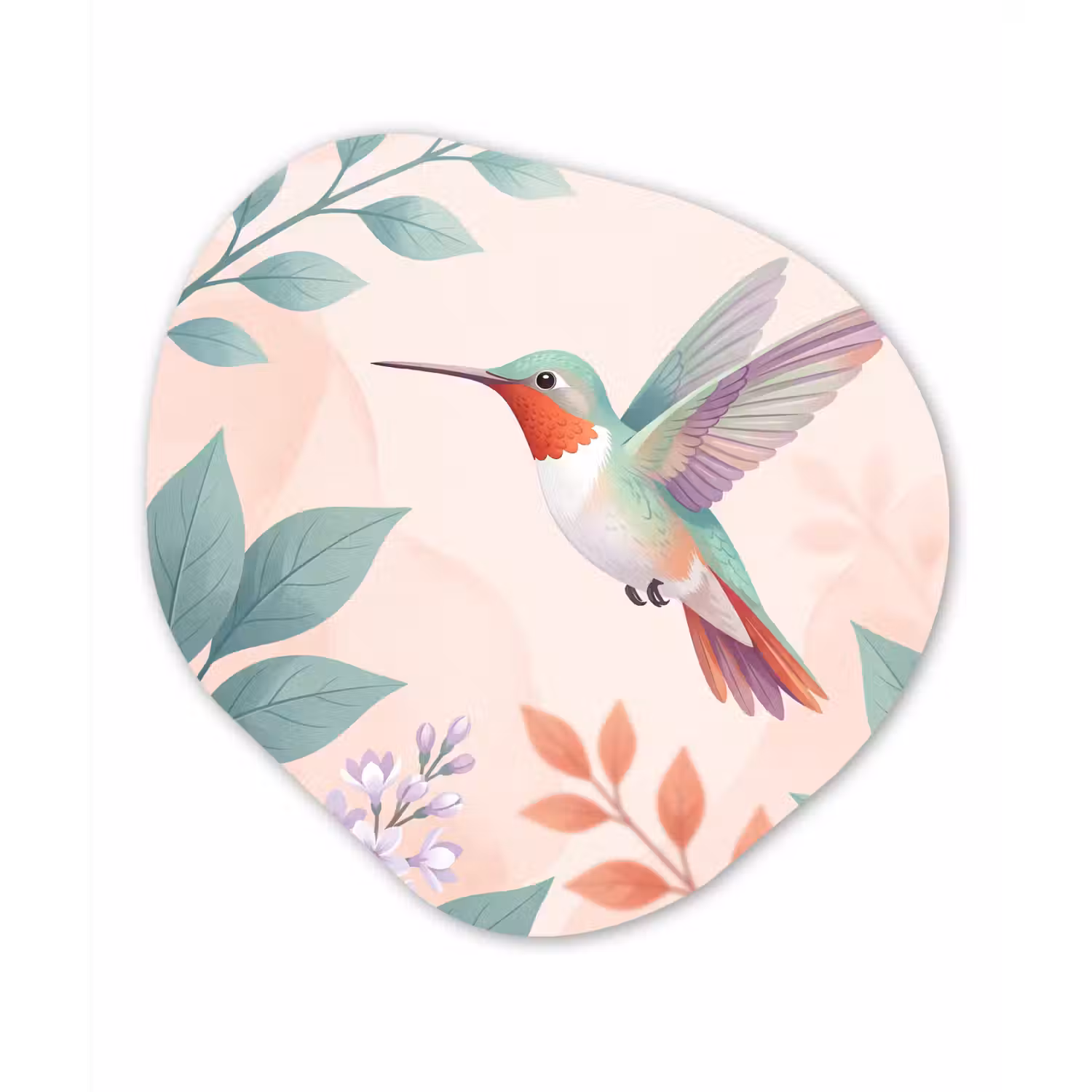 Kolibrie - Vliegen - Natuur - Illustratie - Kleurrijk Wandcirkel Organisch Forex 3mm klein -3d