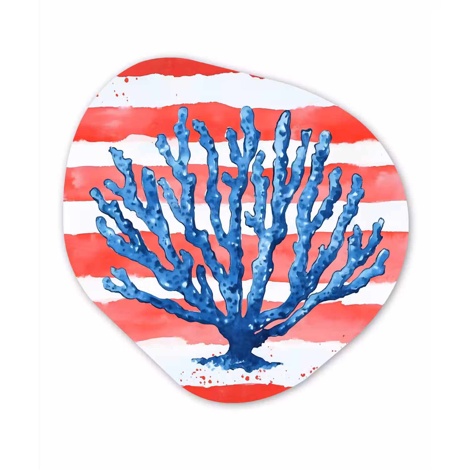Koraal - Verfstructuur - Rood - Blauw Wandcirkel Organisch Forex 3mm klein -3d