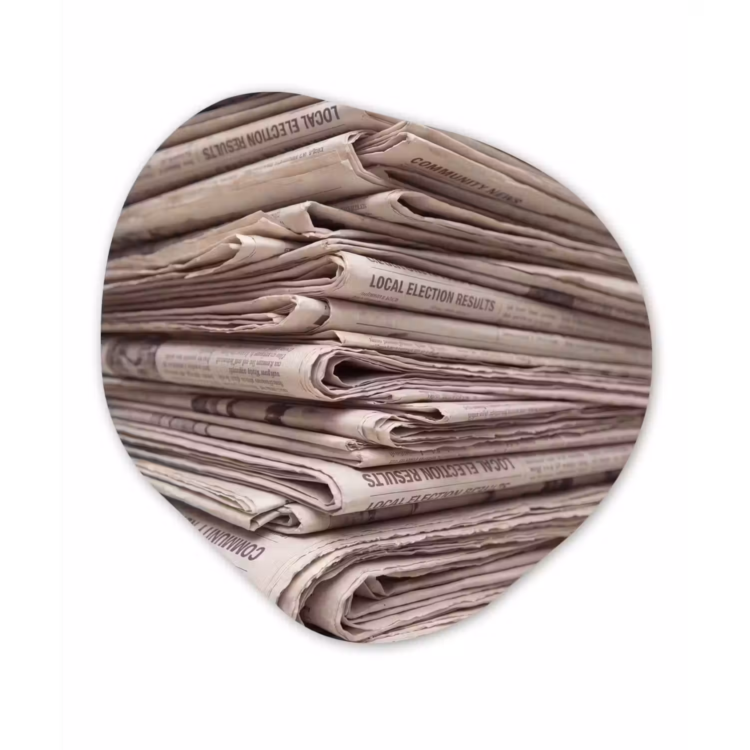 Kranten - Stapel - Nieuws - Vintage - Beige Wandcirkel Organisch Forex 3mm klein -3d