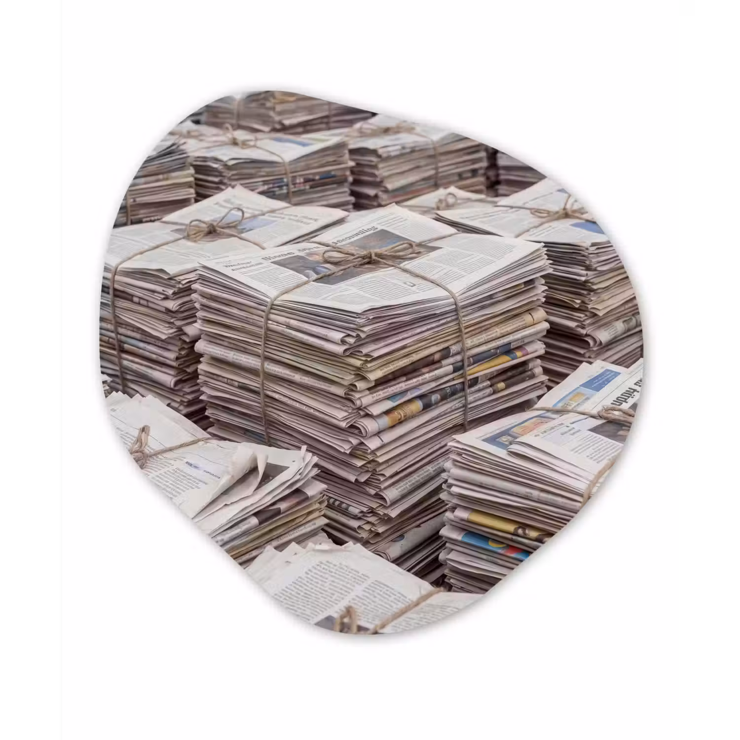 Kranten - Stapels - Touw - Informatie - Vintage Wandcirkel Organisch Forex 3mm klein -3d