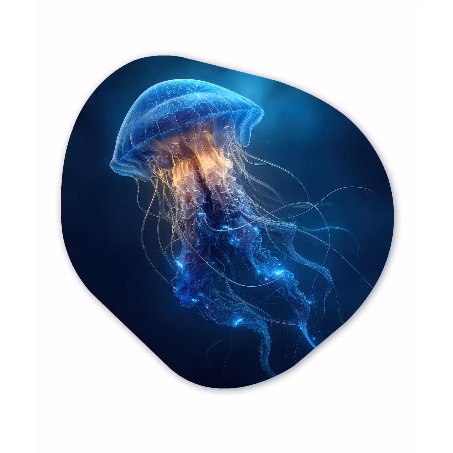 Kwal - Lichtgevend - Tentakels - Blauw Wandcirkel Organisch Forex 3mm klein -3d