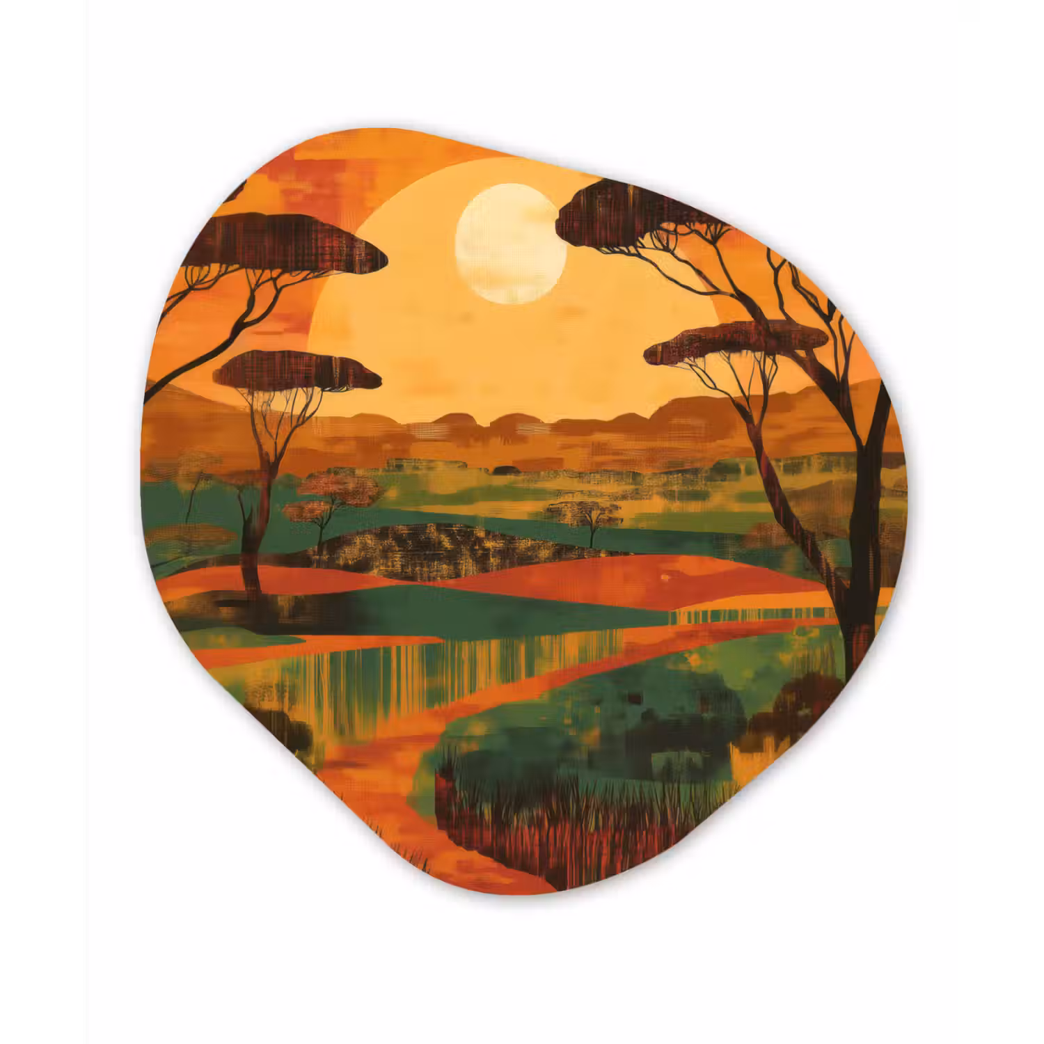 Landschap - Afrikaans - Zon Wandcirkel Organisch Forex 3mm klein -3d