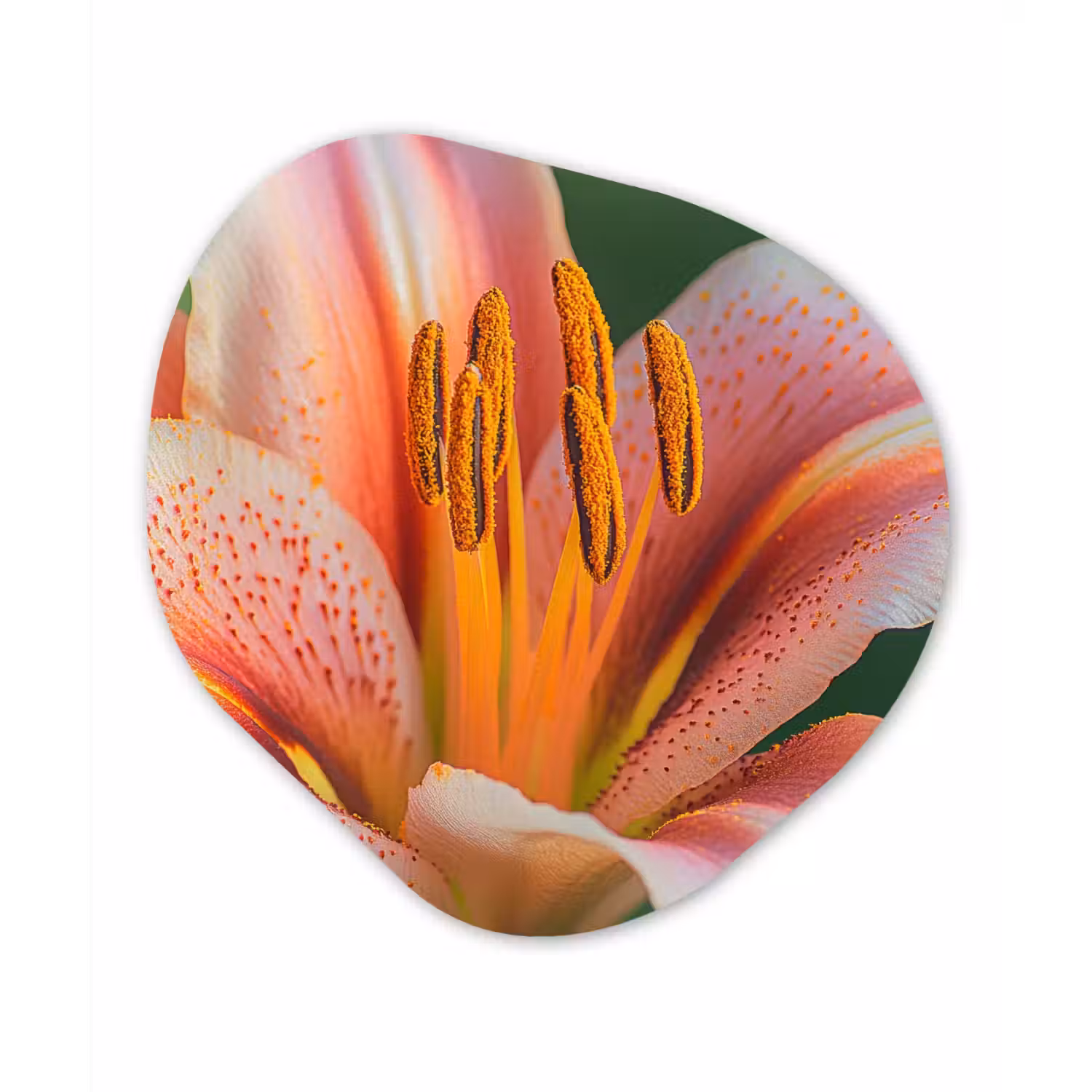 Lelie - Close up - Lichtroze Wandcirkel Organisch Forex 3mm klein -3d