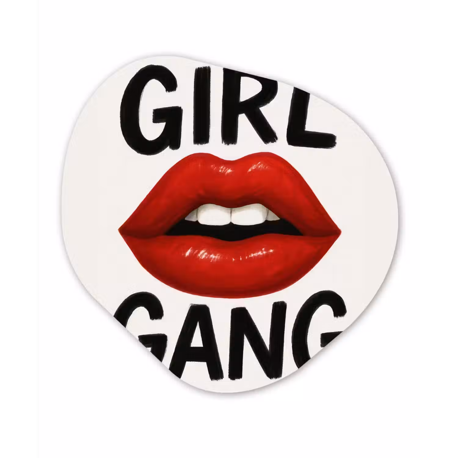 Lip - Girl - Rood - Letters Wandcirkel Organisch Forex 3mm klein -3d