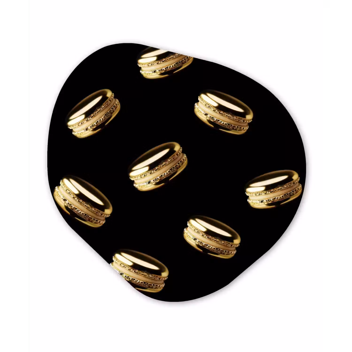 Macarons - Patroon - Goud - Zwart Wandcirkel Organisch Forex 3mm klein -3d