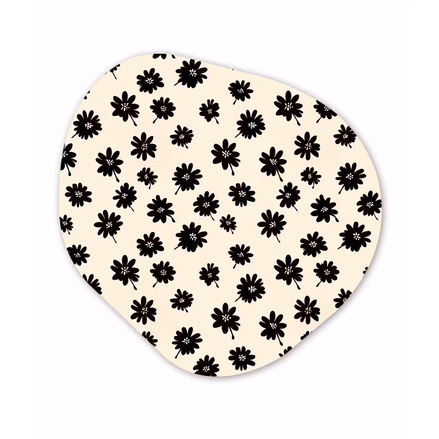 Madeliefjes - Grafisch - Zwart - Beige Wandcirkel Organisch Forex 3mm klein 629 -3d