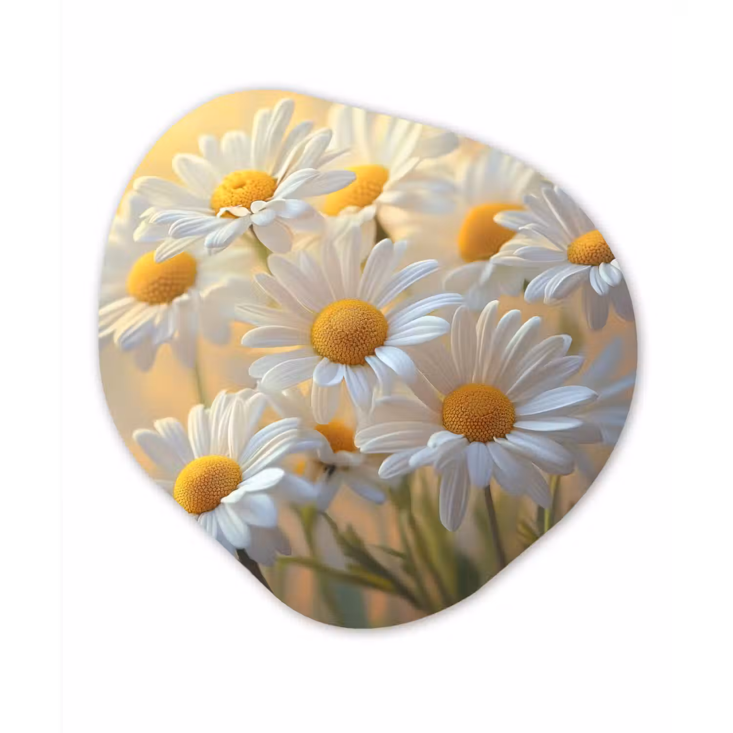 Madeliefjes - Wit - Zonlicht Wandcirkel Organisch Forex 3mm klein -3d